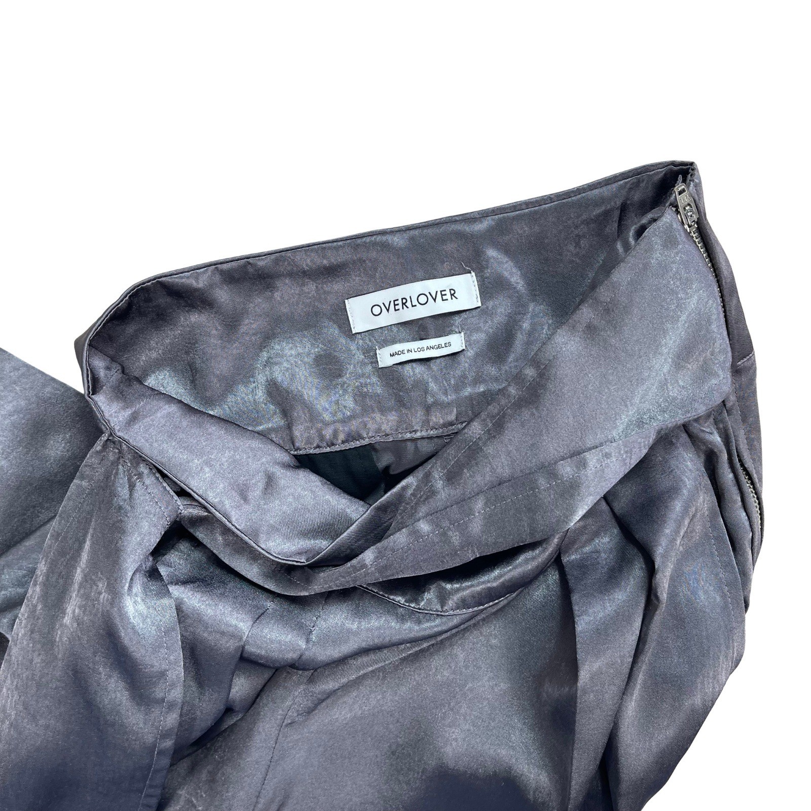 Overlover Womens Gray Pants Sz 2 Shimmer Metallic Cocktail Chic Quiet Luxury