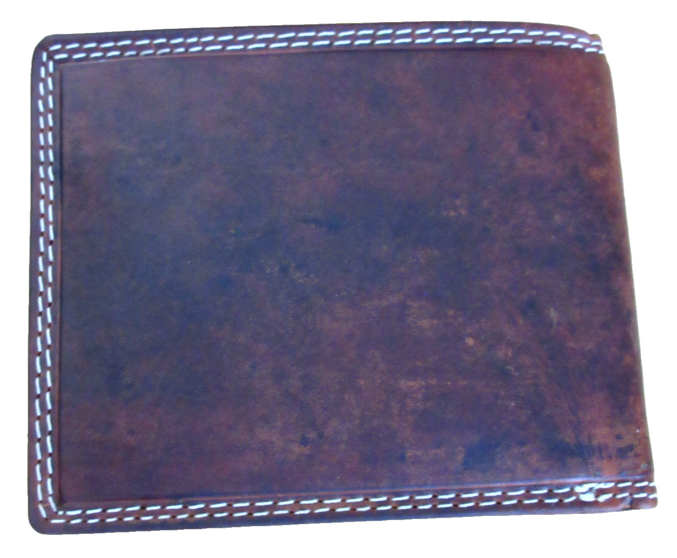 Men’s Distressed Leather American Flag Bifold Brown Embossed Leather Wallet NIB