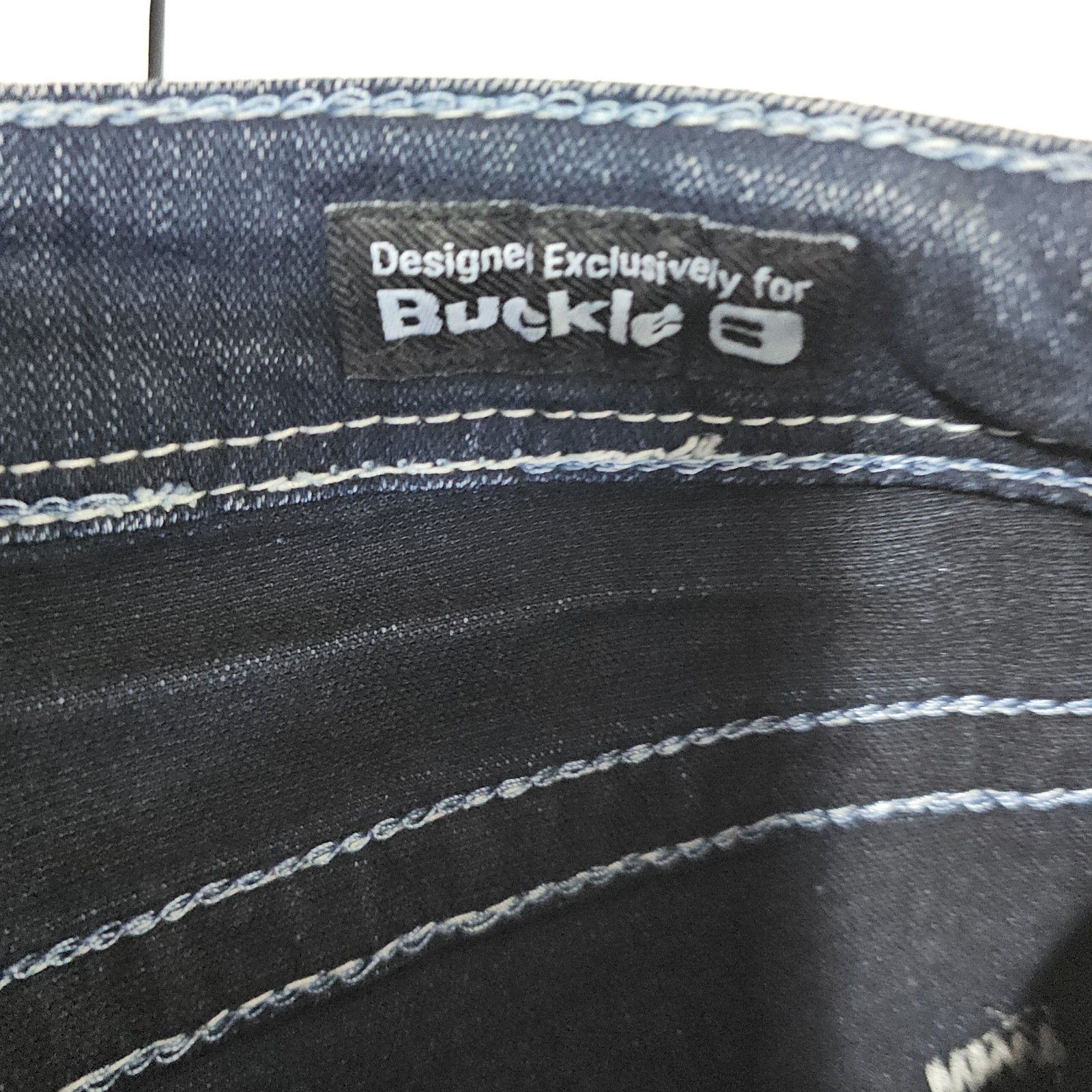 Buckle Salvage Jeans Mayhem Bootcut Fit Dark Wash Denim Mens 34×33.5 Whiskering