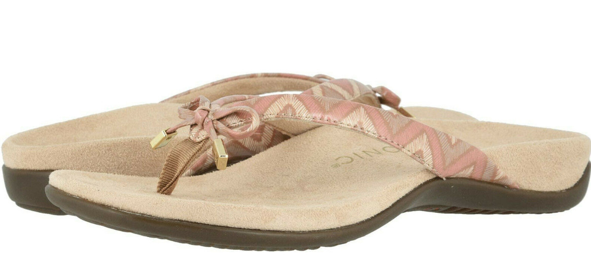 Vionic Bella II Dusty Pink Chevron Flip Flop Sandal Sz 9 NIB