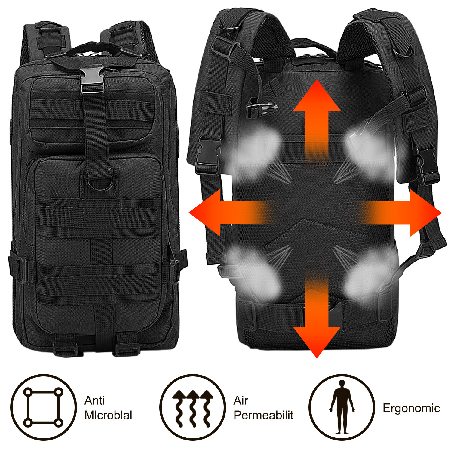 Military Molle Tactical Backpack 30L Outdoor Camping Hiking Travel Bag Rucksack