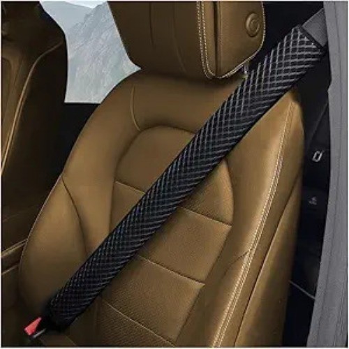 Extra Long Car Seat Belt Cover, 2PCS Soft Vehicle Seatbelt Should Color: Black