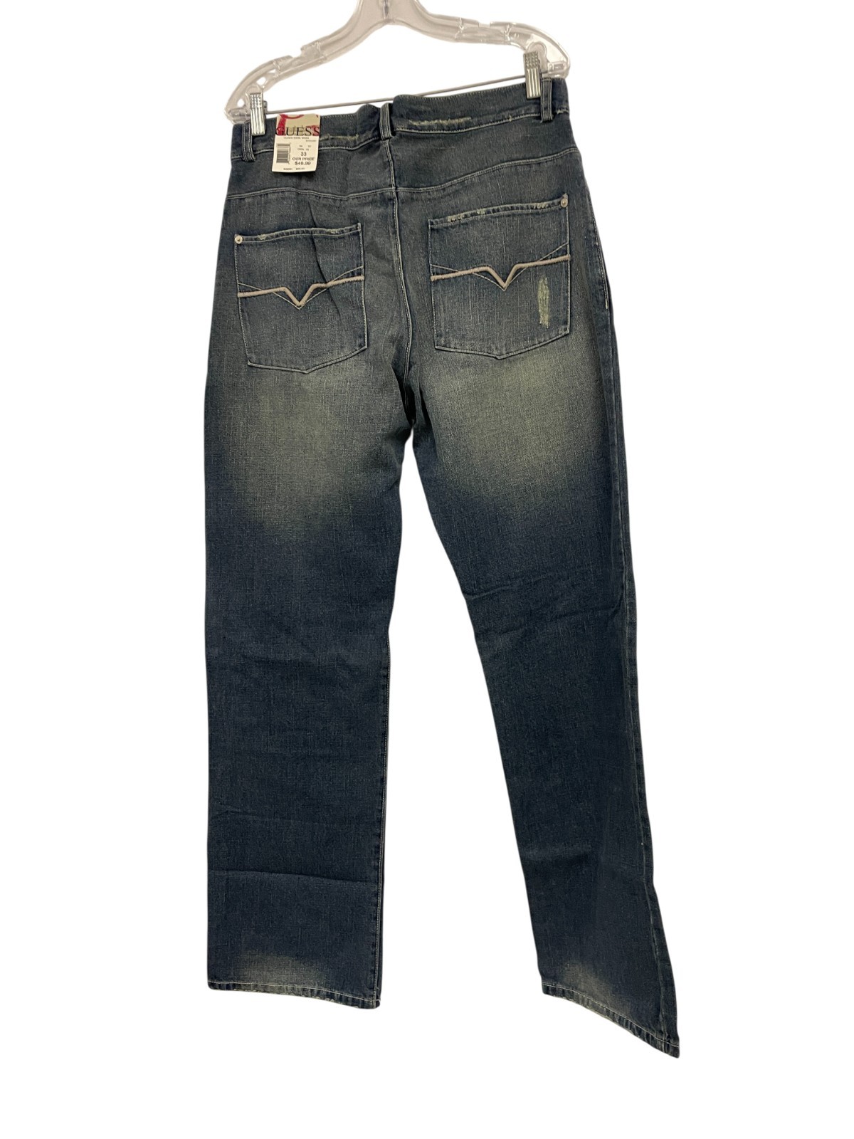 Guess Jeans Mens Blue Denim Cotton Straight Leg Cloud Dark Wash Size 33 NWT