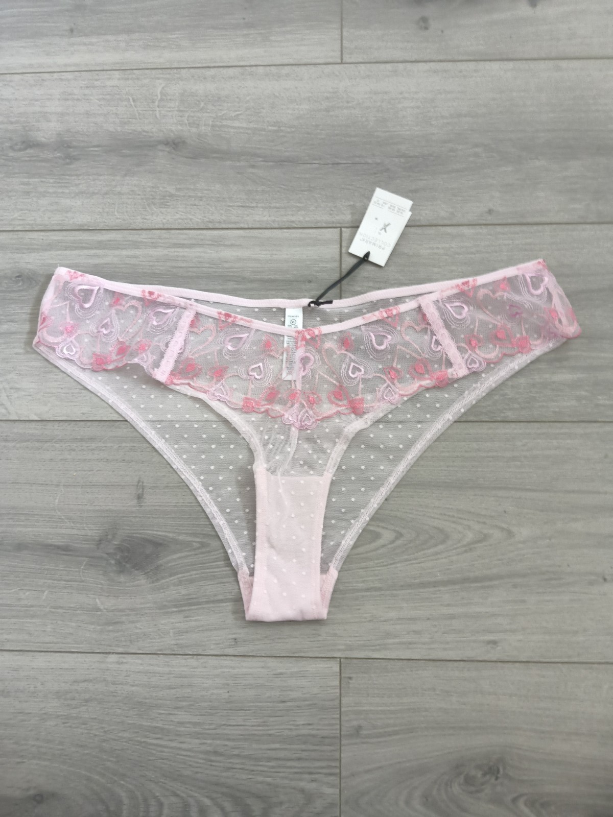 BNWT Primark Collection Extra Sheer Pink Embroidered Lace Trim Briefs Size 22-24