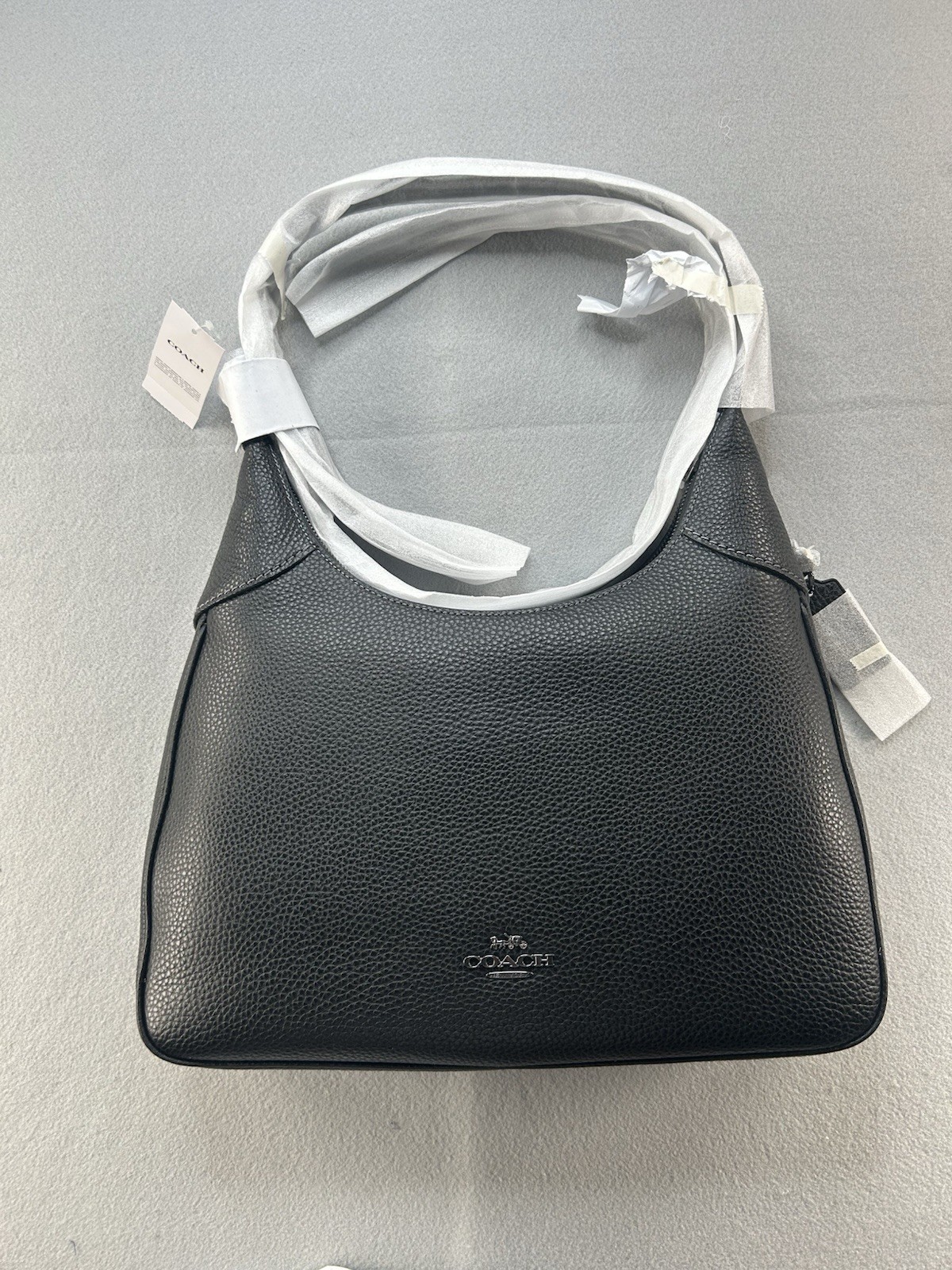 Coach Ella Hobo Bag Black Pebbled Leather NWT Model CCE47