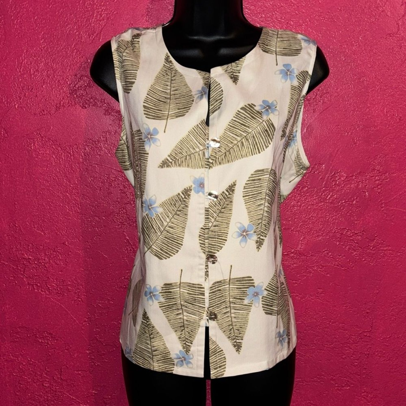 Vintage Pineapple Moon silk tropical vacation, Hawaiian print top. Sz XL.