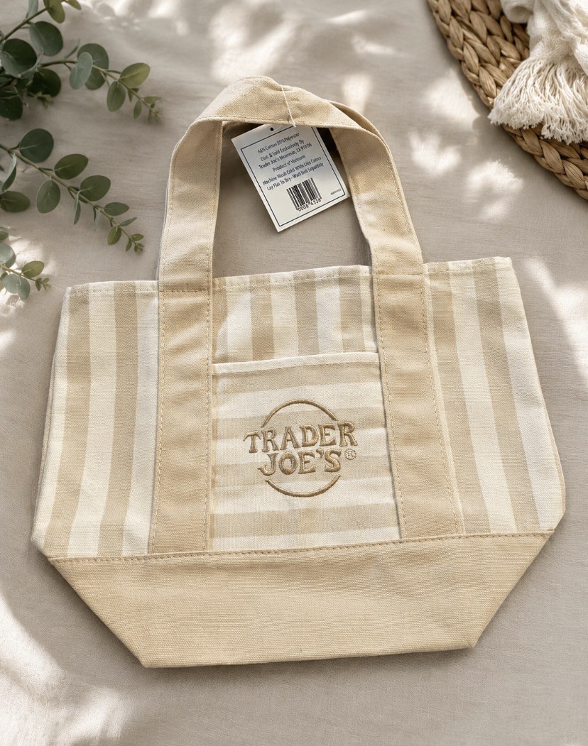 Peach Beige Color Trader Joe’s Tote Bag Striped!