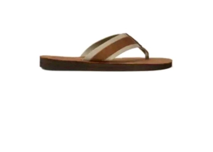 Polo Ralph Lauren Men’s Leather FLIP FLOPS BROWN & NAVY Sandals 8,9,10,11,12,13