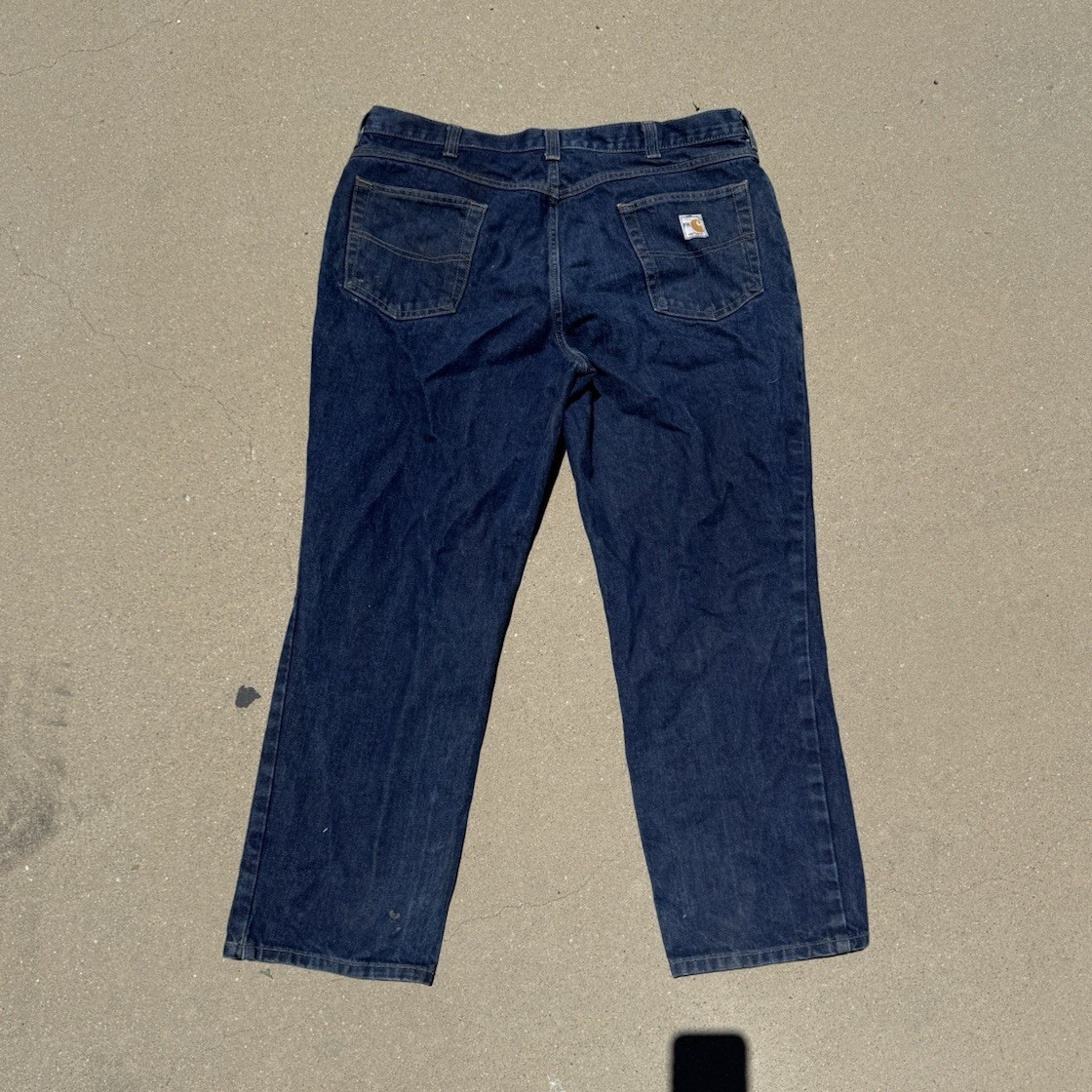 Carhartt FR Men’s Dark Wash Blue Denim Jeans Relaxed Straight 5-Pocket