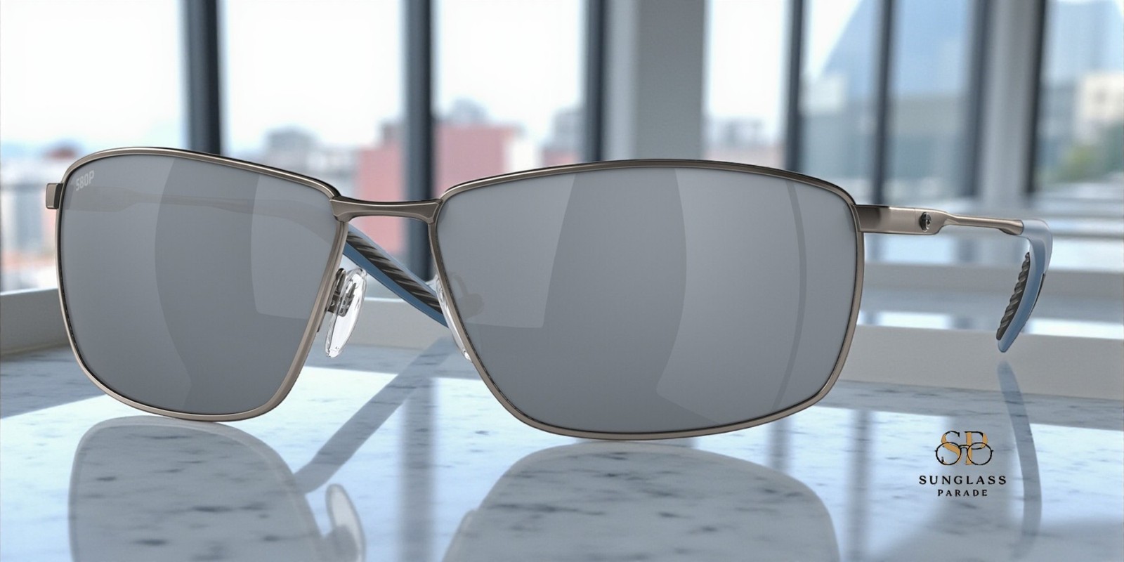 COSTA DEL MAR 6S6009 09 Turret Mt Dk Gunmetal Gray Silver Mir 63 Mens Sunglasses