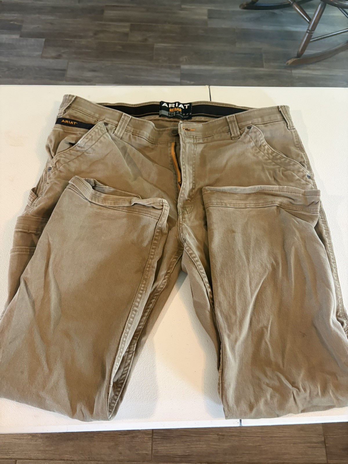 ARIAT Rebar M4 Low Rise Boot cut Work Pants Mens Khaki Size 40×32