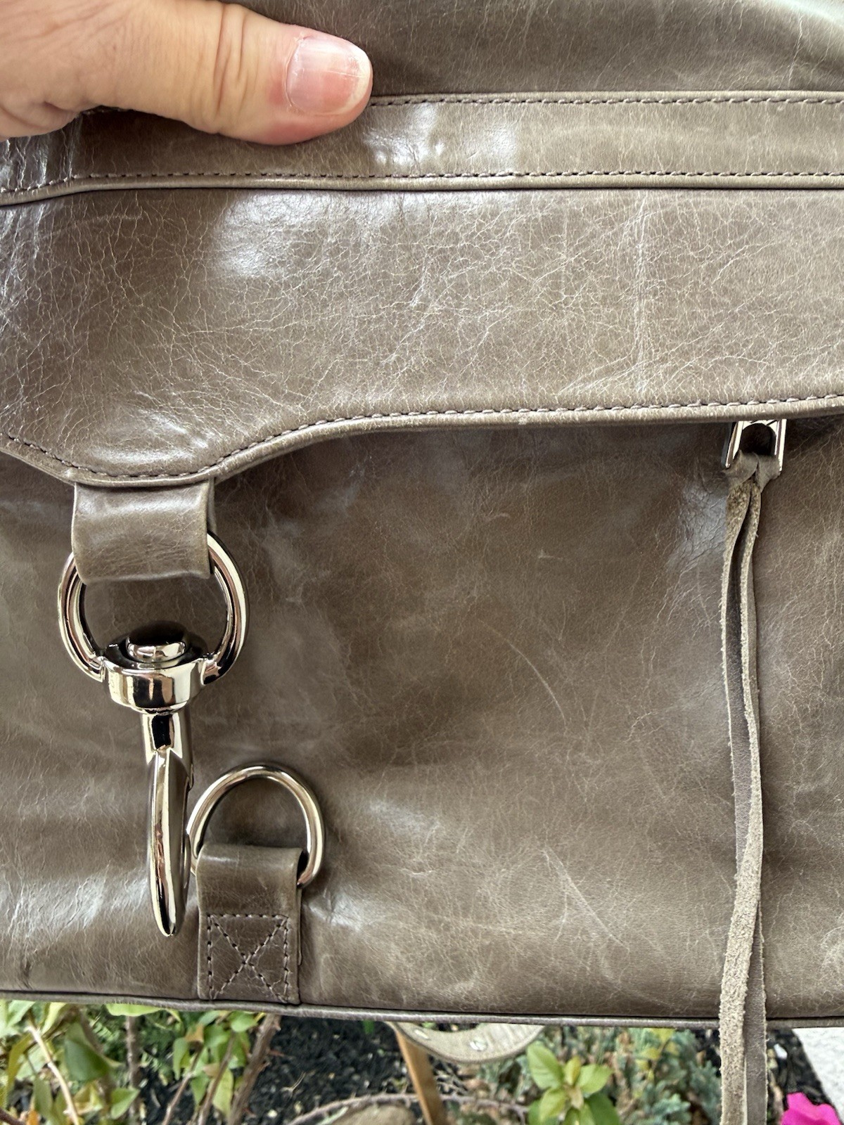 Rebecca Minkoff Classic Taupe Leather Large Crossbody / Clutch Mac Daddy 13 X10!