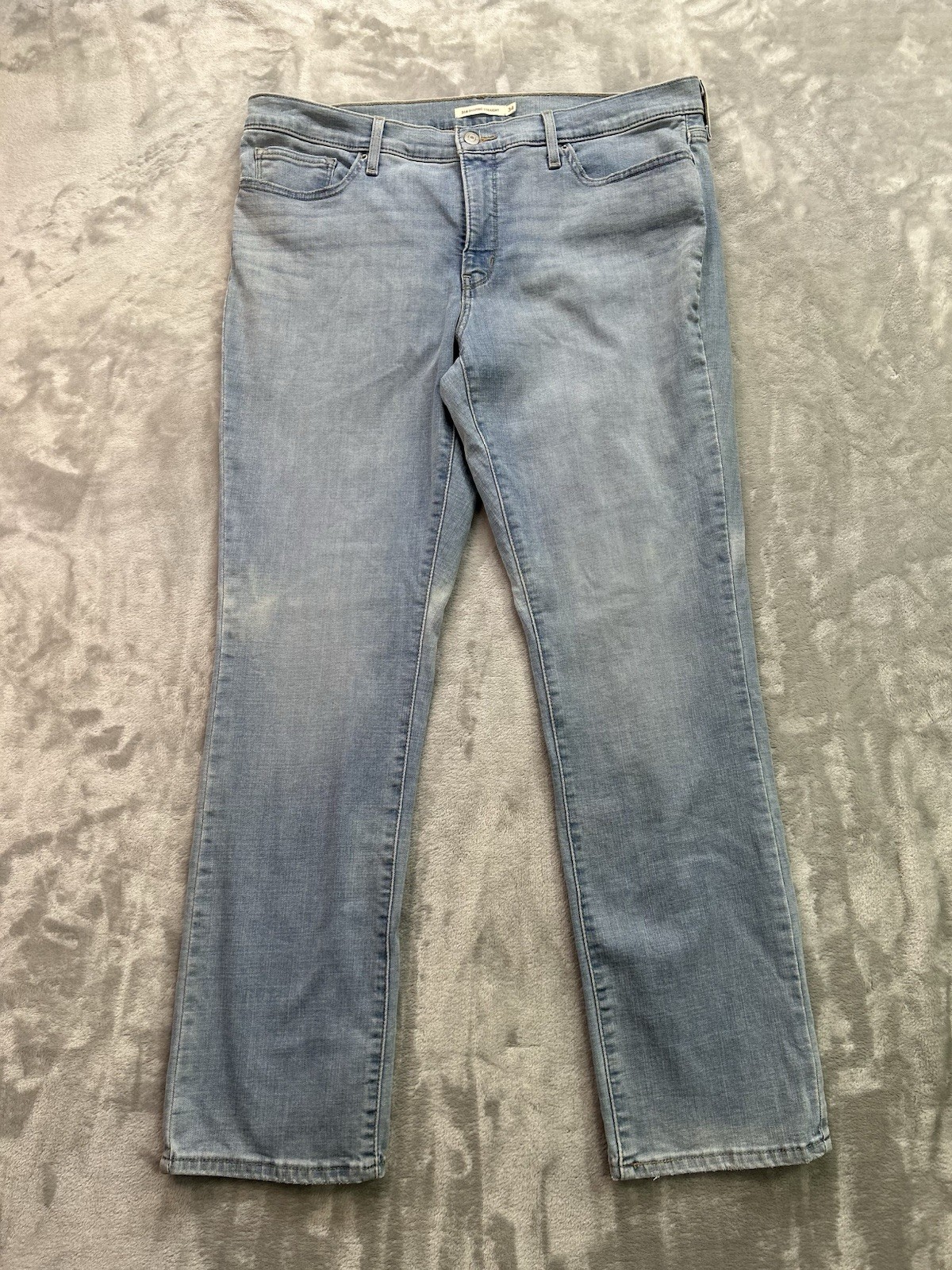 Levis 314 Shaping Straight Jeans Womens Sz 34 Blue Stretch Mid Rise Western