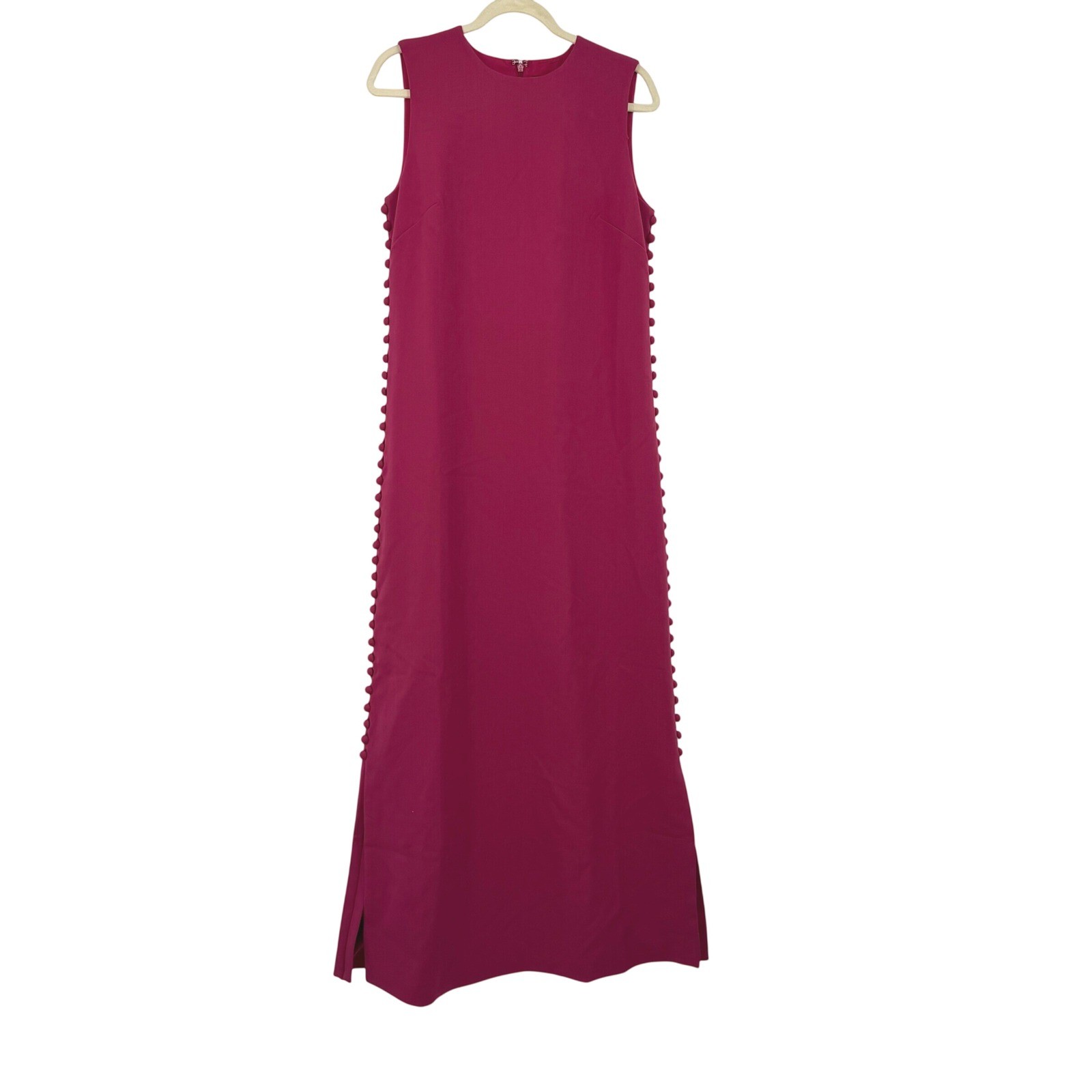 Tuckernuck Raspberry Crepe Button Camille Maxi Dress Sz 8 Sleeveless Column Gown