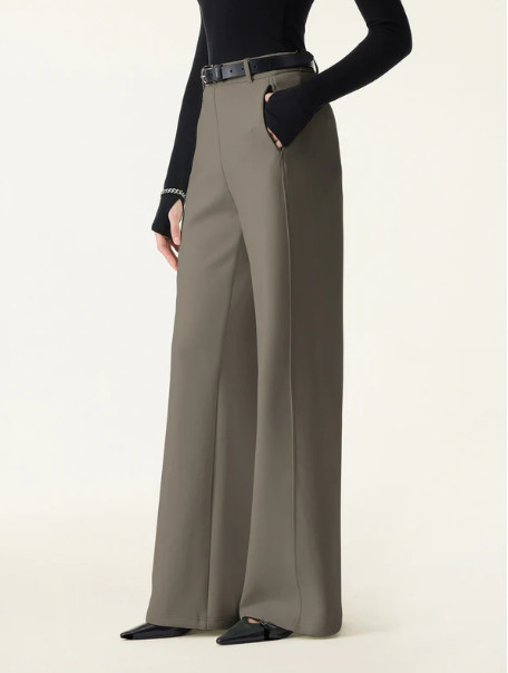 OGL Stretch Cotton Blend Slimming High Rise Wide Leg Pants – Deep Dry Olive
