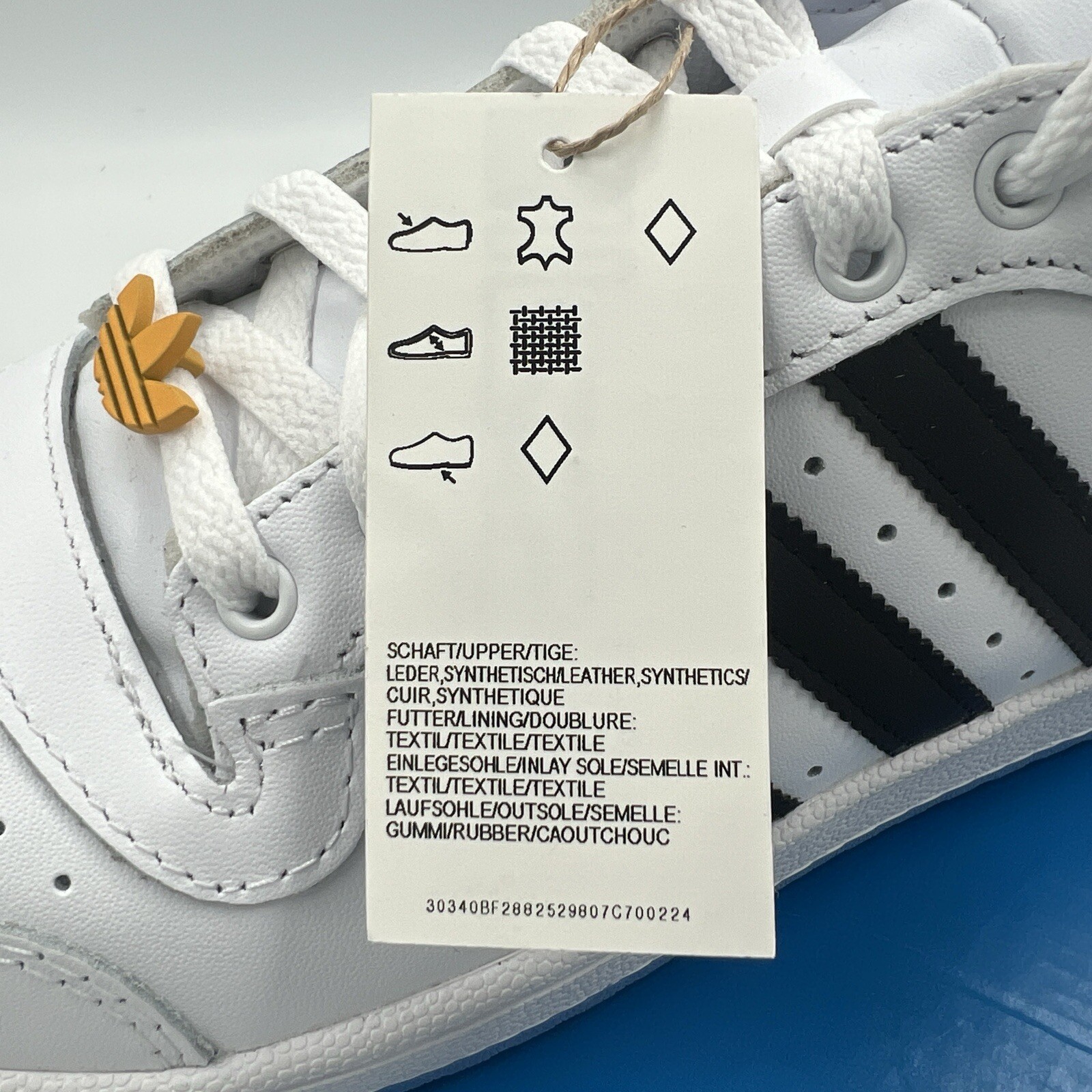 Adidas Originals Top Ten Hi FZ5887 White Blue Gold Mens US11 UK 10.5 Damaged Box