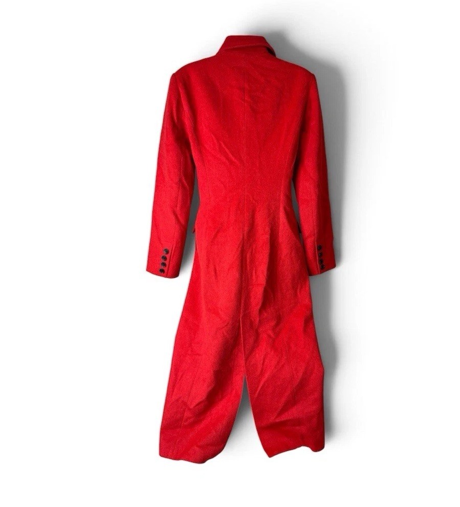 Avec Les Filles Red Double-Breasted Long Trench Coat, Size XS