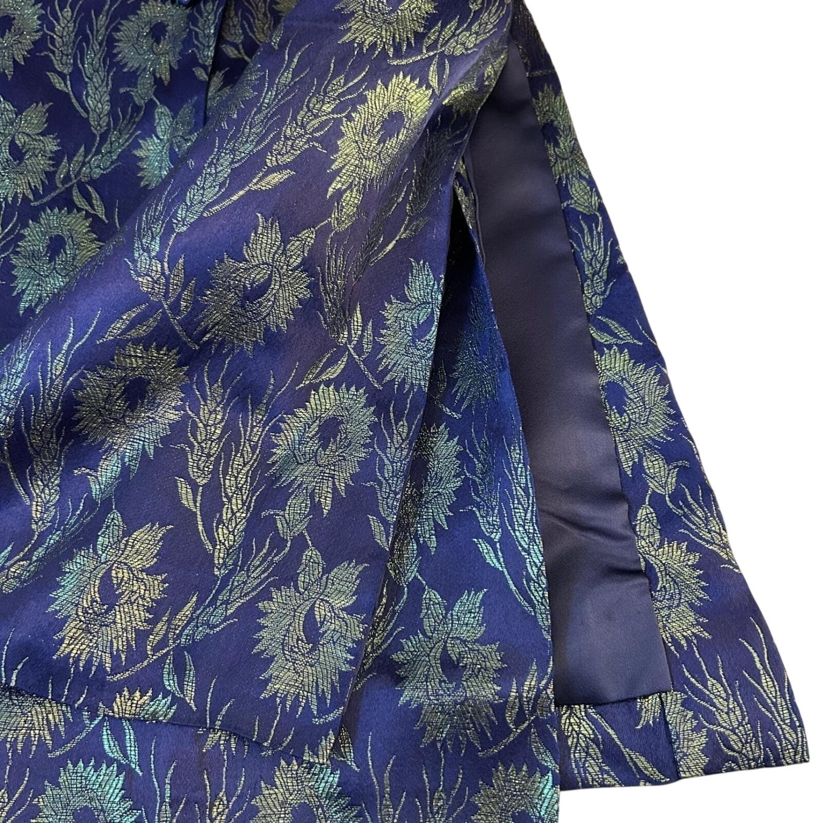 Vintage Brocade Tunic Vest 1980s Chinese Silk Metallic Floral Cheongsam Style