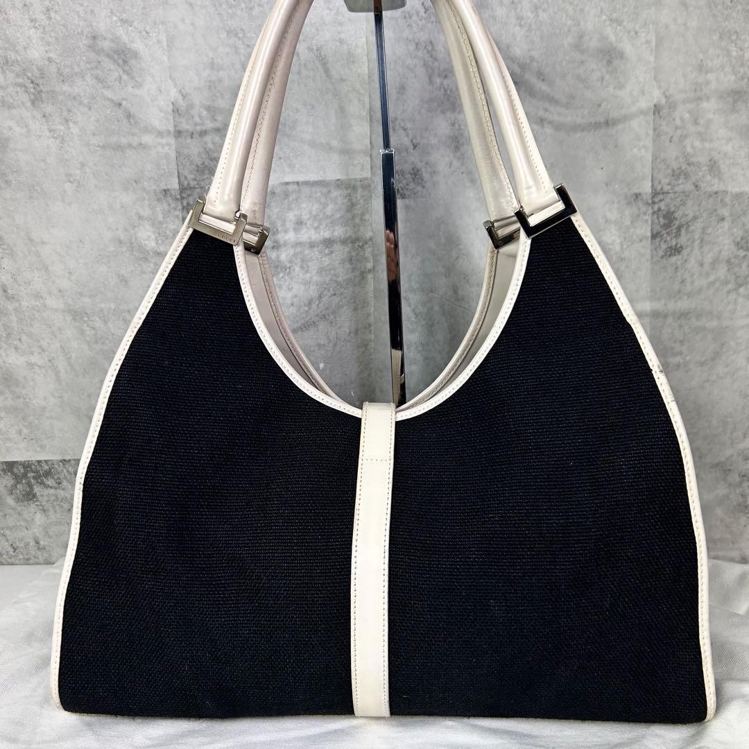 GUCCI Jackie Shoulder bag GG canvas leather black Vintage Authentic From Japan