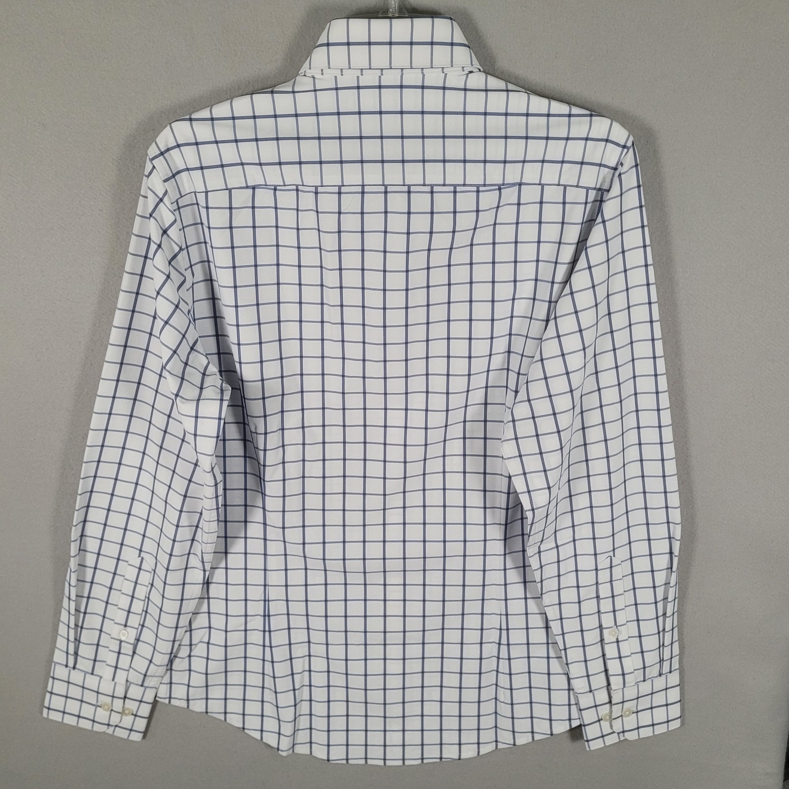 NWOT Mizzen Main Leeward Performance Shirt Men S White Plaid Trim Fit No Tuck