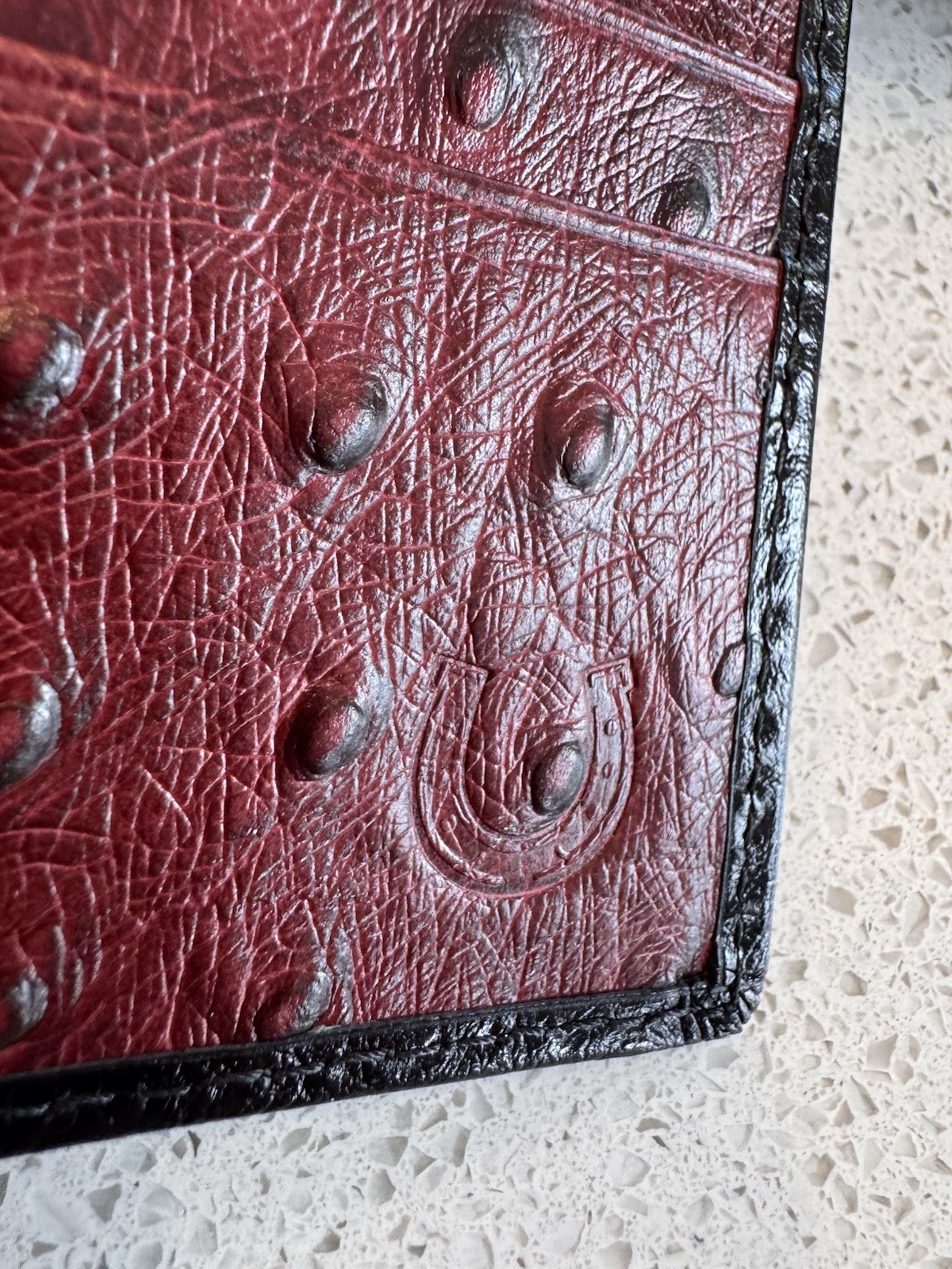 Genuine Ostrich Black Leather Bifold Wallet Mens Western Cowboy Country Handmade