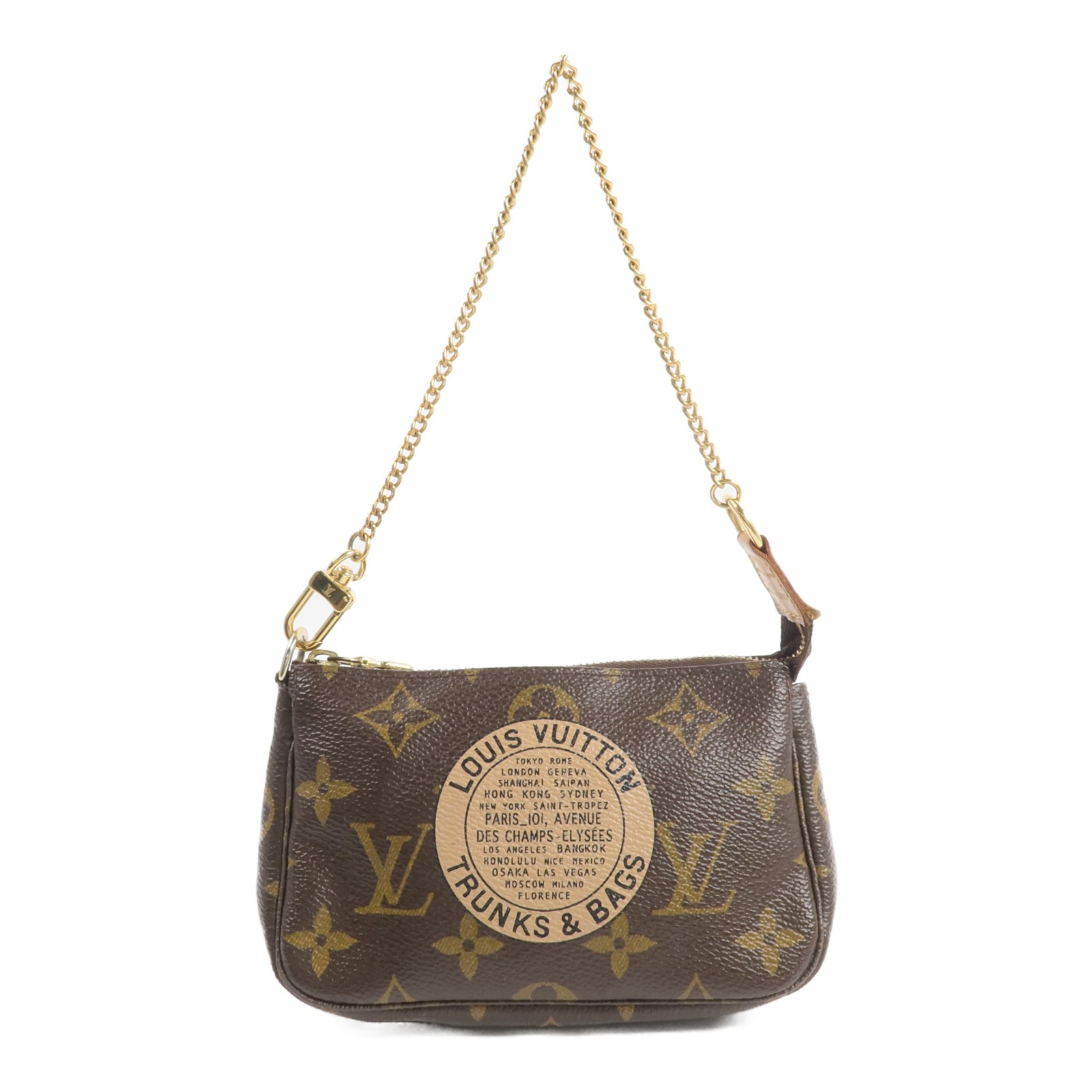 LOUIS VUITTON LV GHW Mini Pochette Accessoires Pouch Handbag M60153 Monogram
