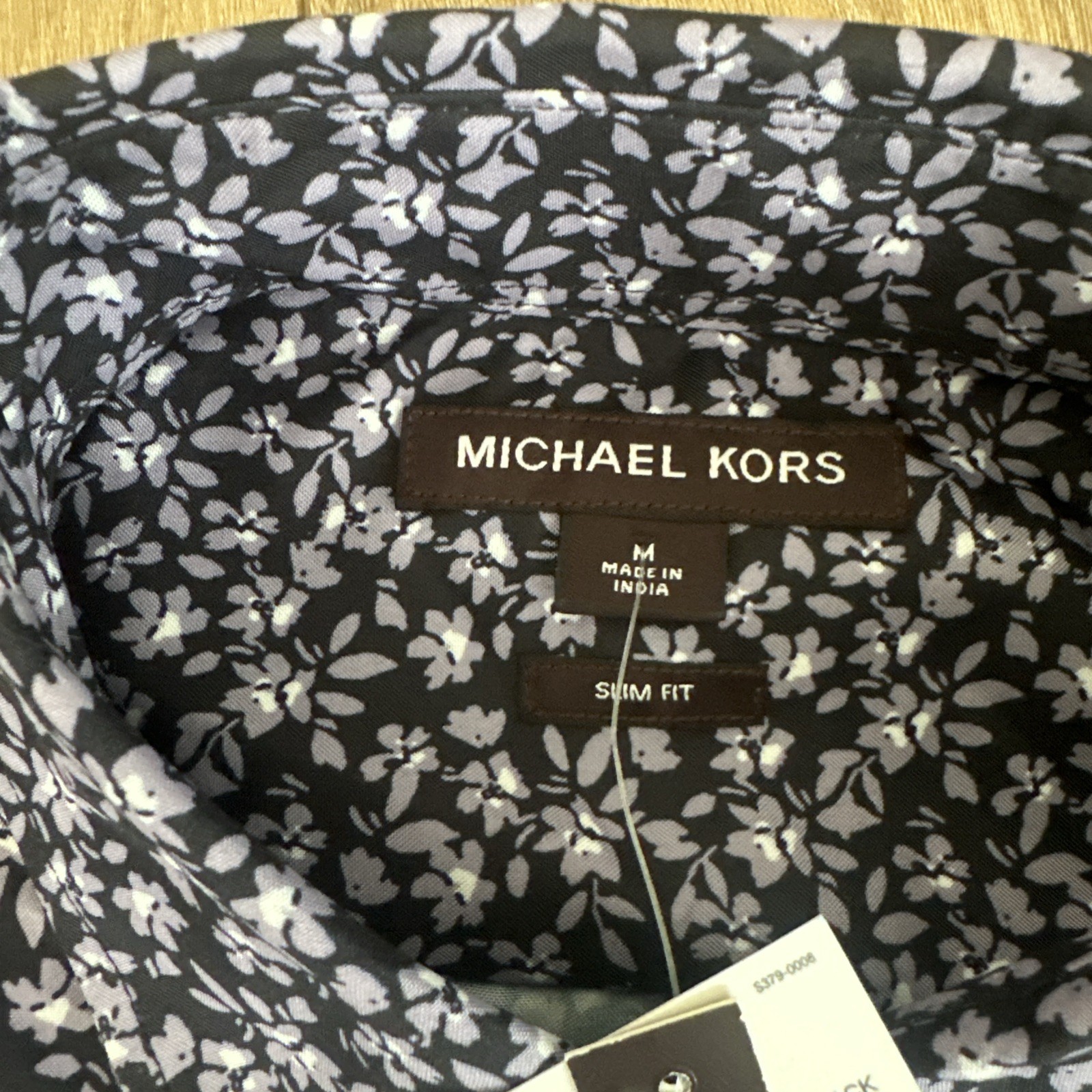 $128 Michael Kors Men’s Button Down Floral Shirt Slim Fit Medium Moisture Wick