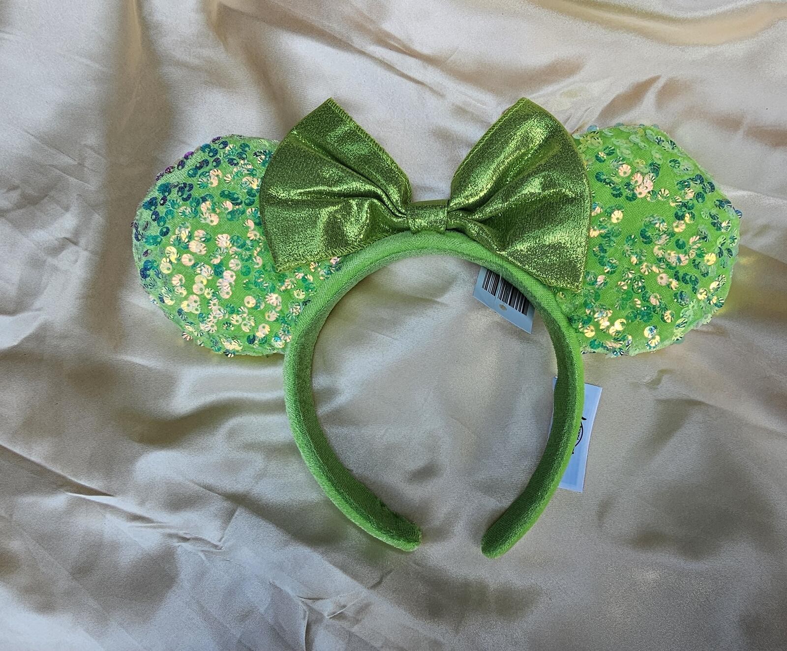 Disney Neon Green Sequin Minnie Ears Headband Lime