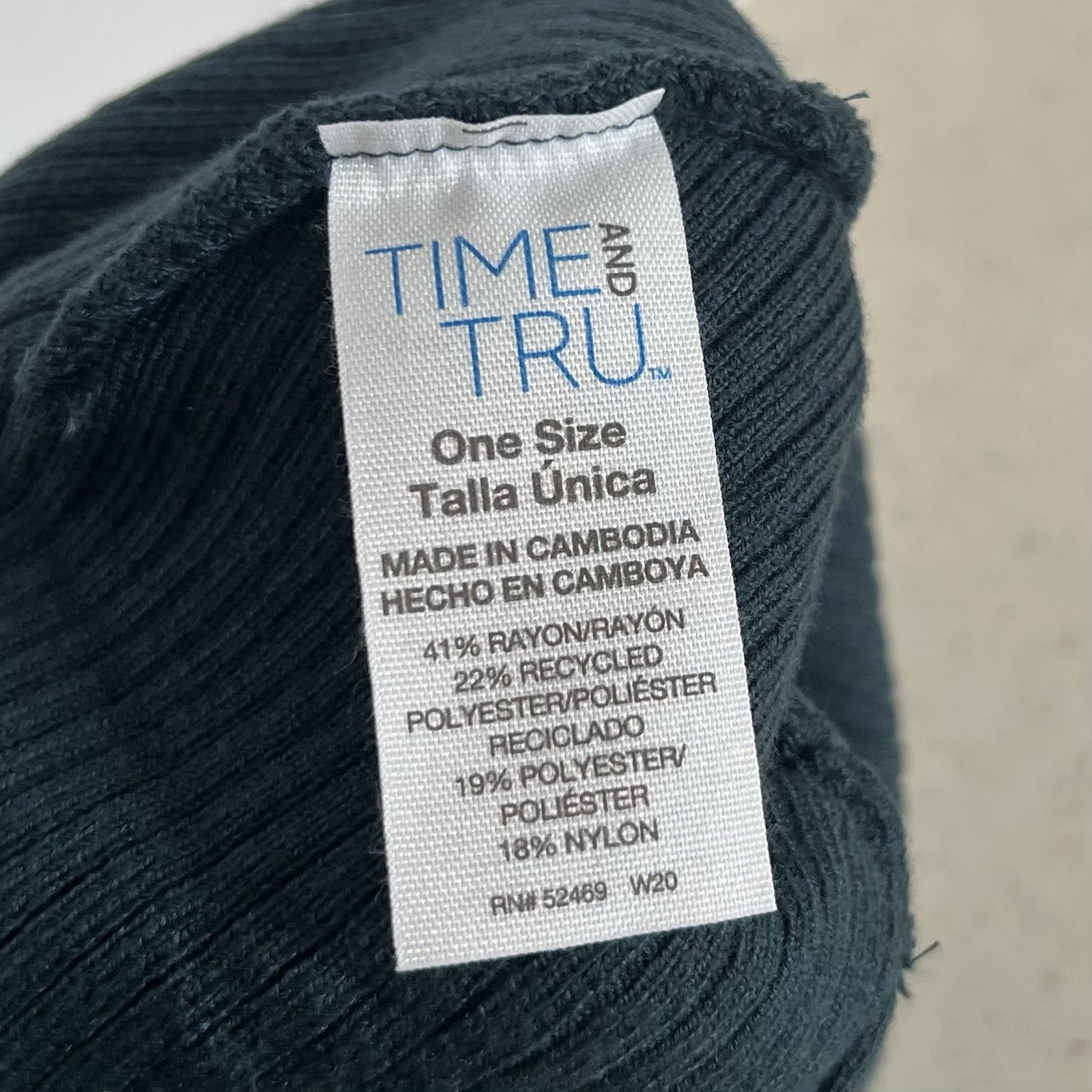 Time & Tru Ribbed Beanie Hat Dark Teal Stretch Knit