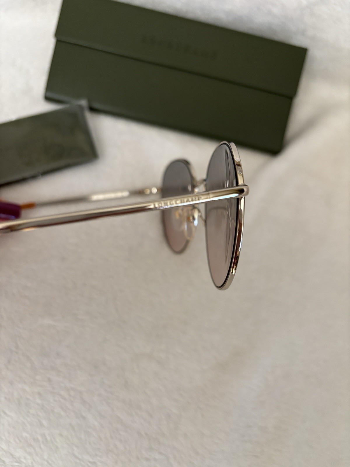 Longchamp LO101S Round Metal Sunglasses Gold Frame Brown Gradient Tinted 135