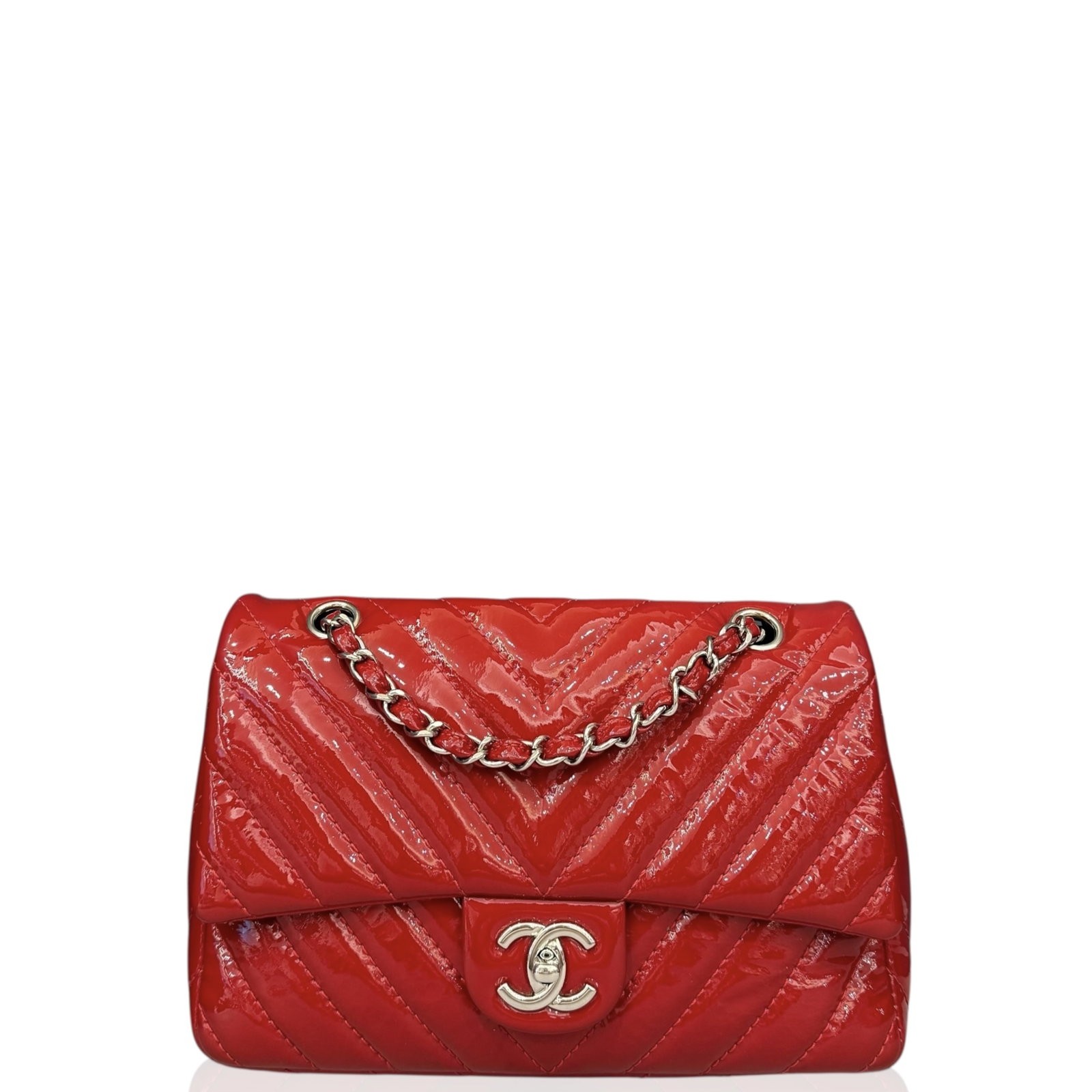 Chanel Medium Single Flap Red Patent Calfskin (hs040926d3)