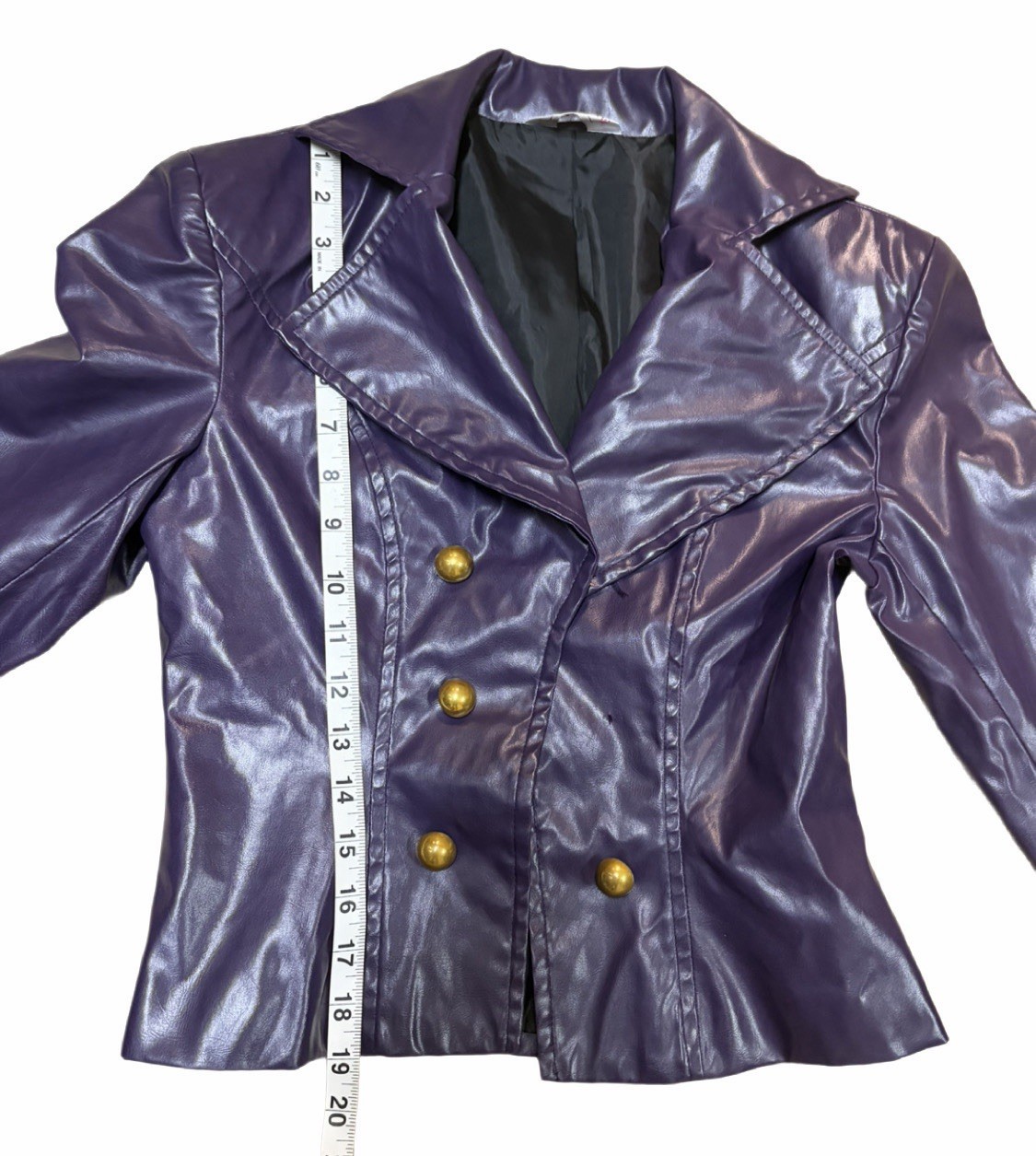 Cosplay.fm Purple PVC (PU) Cosplay Jacket Size S Gold Buttons Zipper Polyester