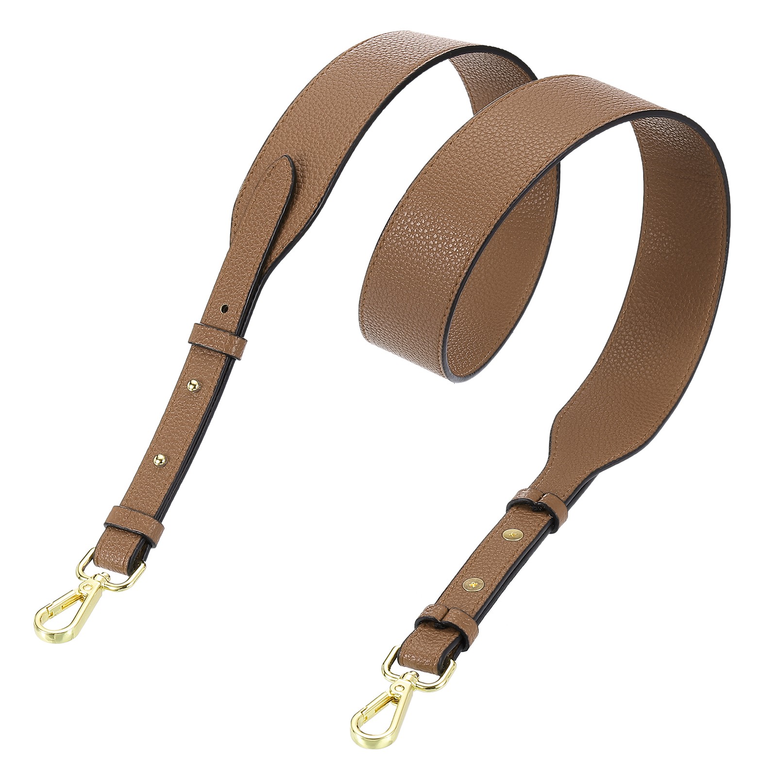45.3″ Adjustable PU Leather Purse Strap Crossbody Replacement Light Brown/Gold