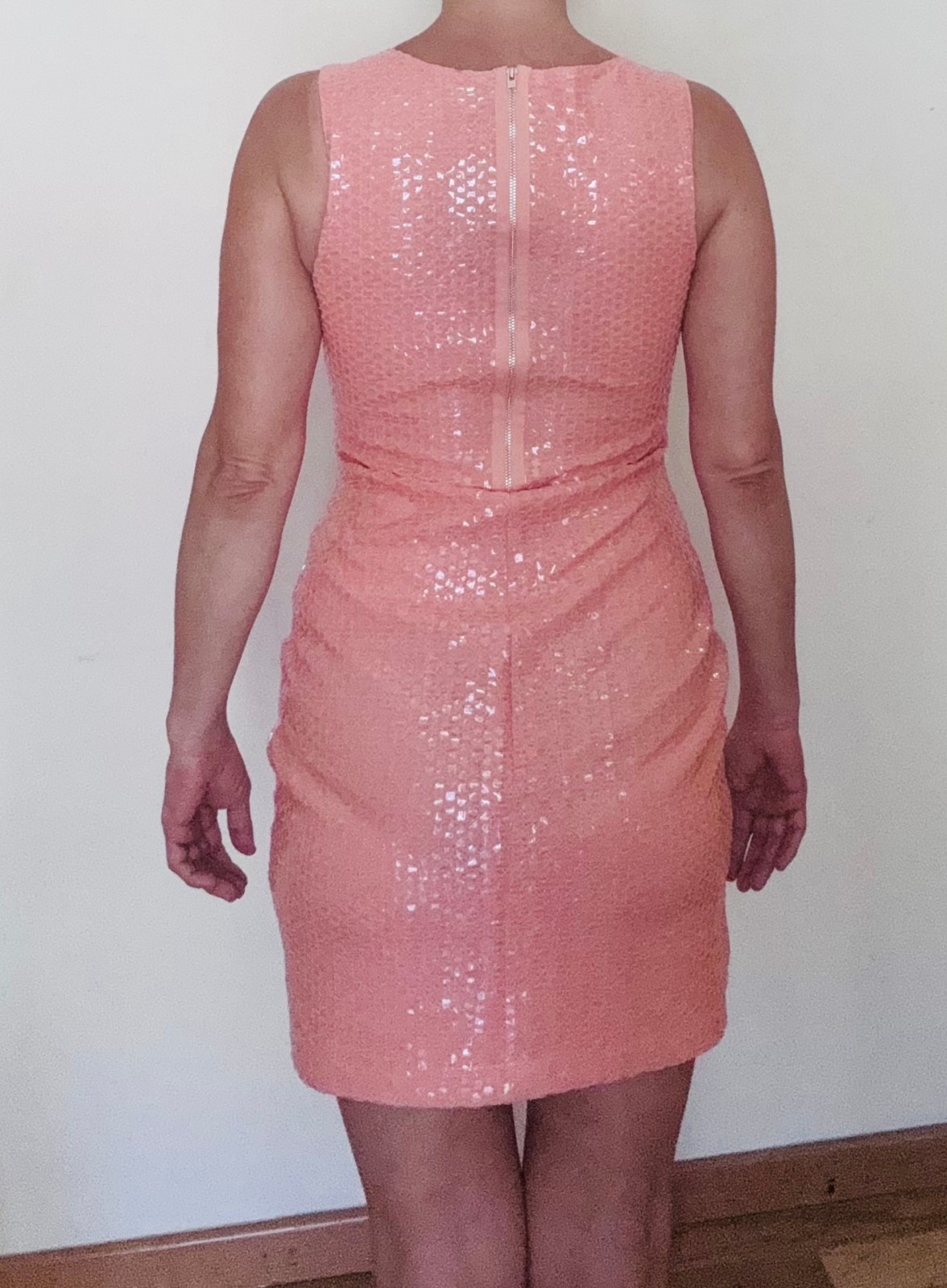 60s Vintage Sequin Summer Evening Coctail Mini Pink Dress