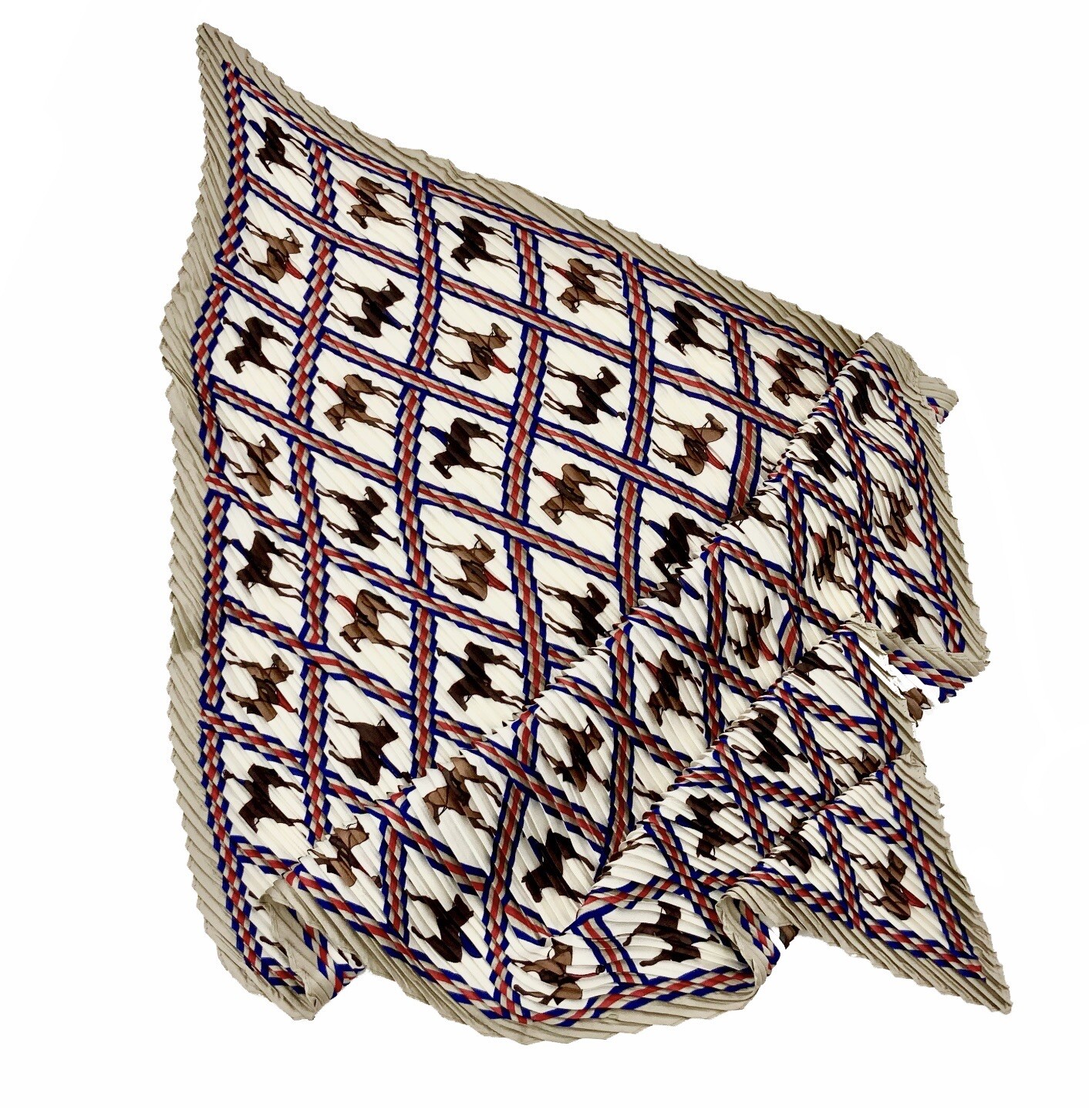 Pleated Scarf 27”X27” Horses Pattern For Any Season