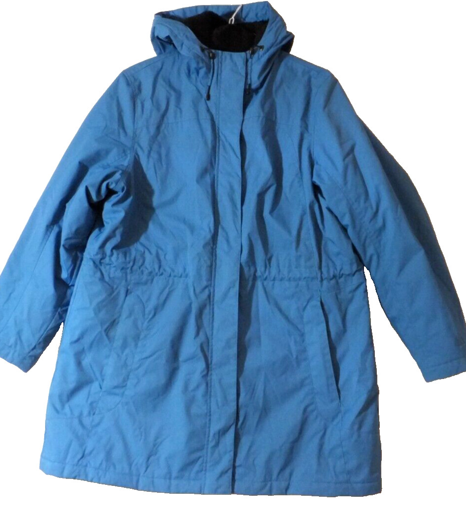 LL Bean Jacket Womens XL Blue Winter Warmer 271140 Nylon Poly Full Zip Hooded