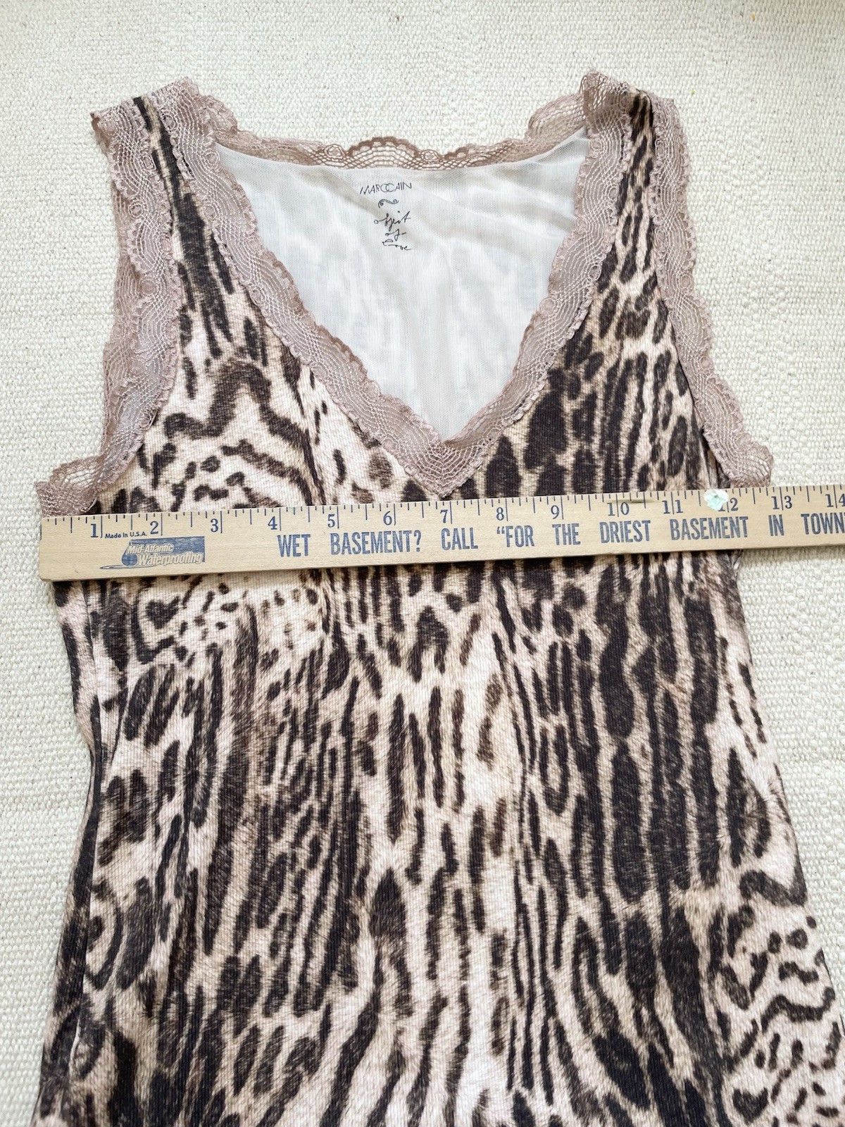 Marc Cain Object Of Love Cheetah Print Tank Top Lace Trim Small 90s Y2K