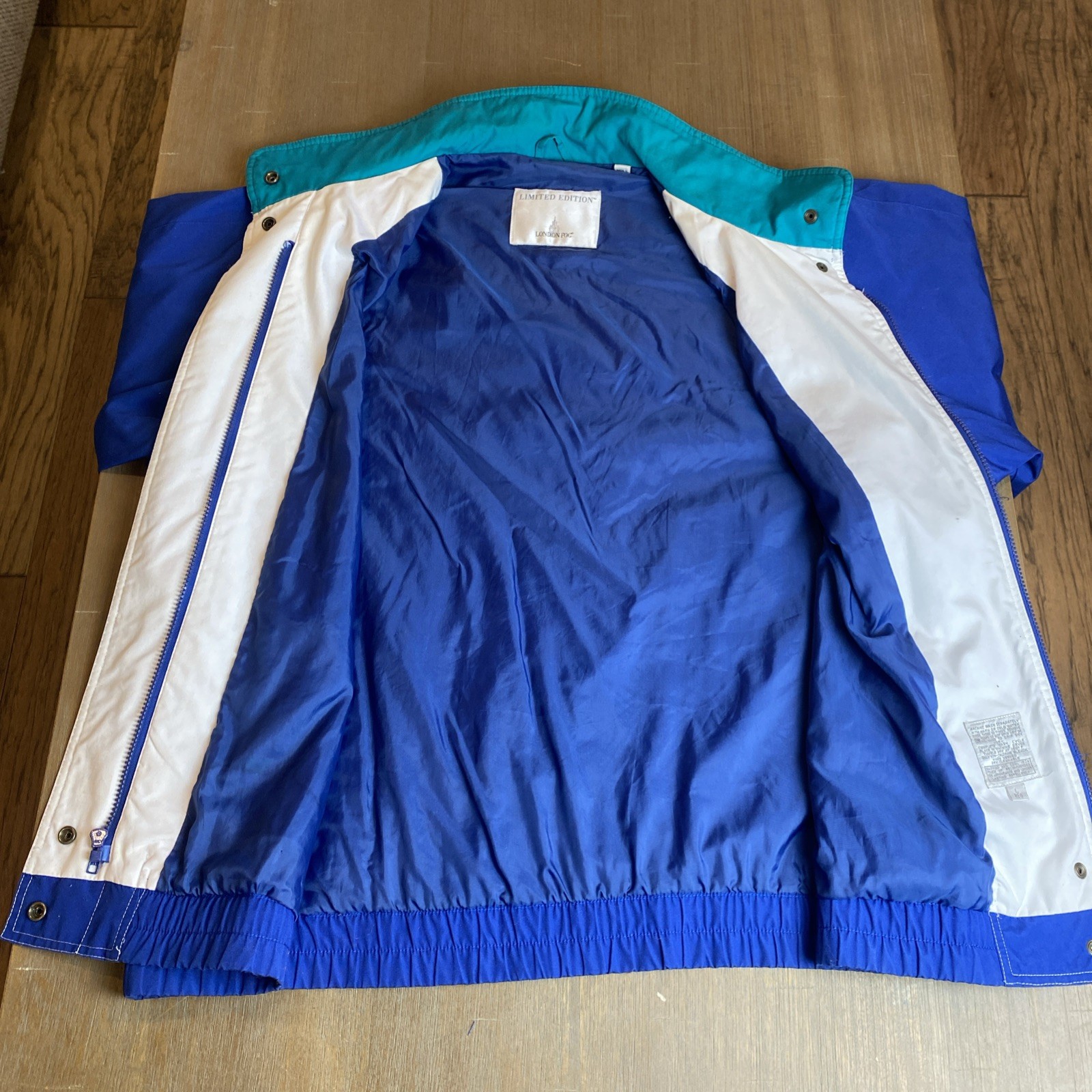 London Fog Limited Edition Blue Mens Large 90’s Full Zipper Windbreaker Jacket
