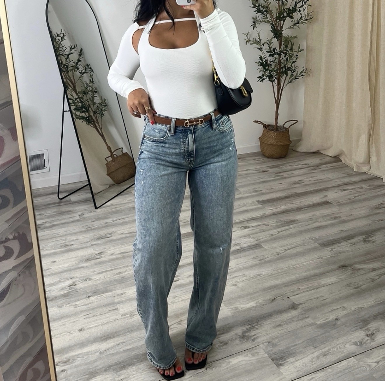 Off White Ivory Halter Cut Out Ribbed Long Sleeve Top Size Small