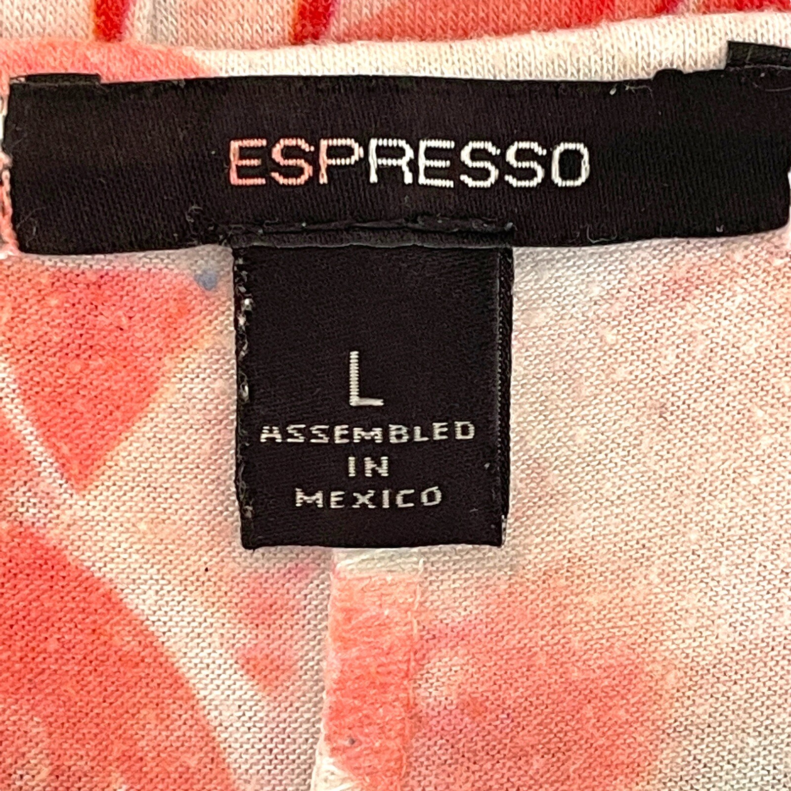 Espresso Sz L Flutter Sleeves Summer Floral Print Pink Gray White Top