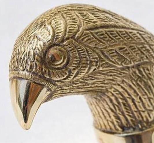 Vintage Brass Parrot Head Walking Stick Handle | Antique Style Cane Handle Gold