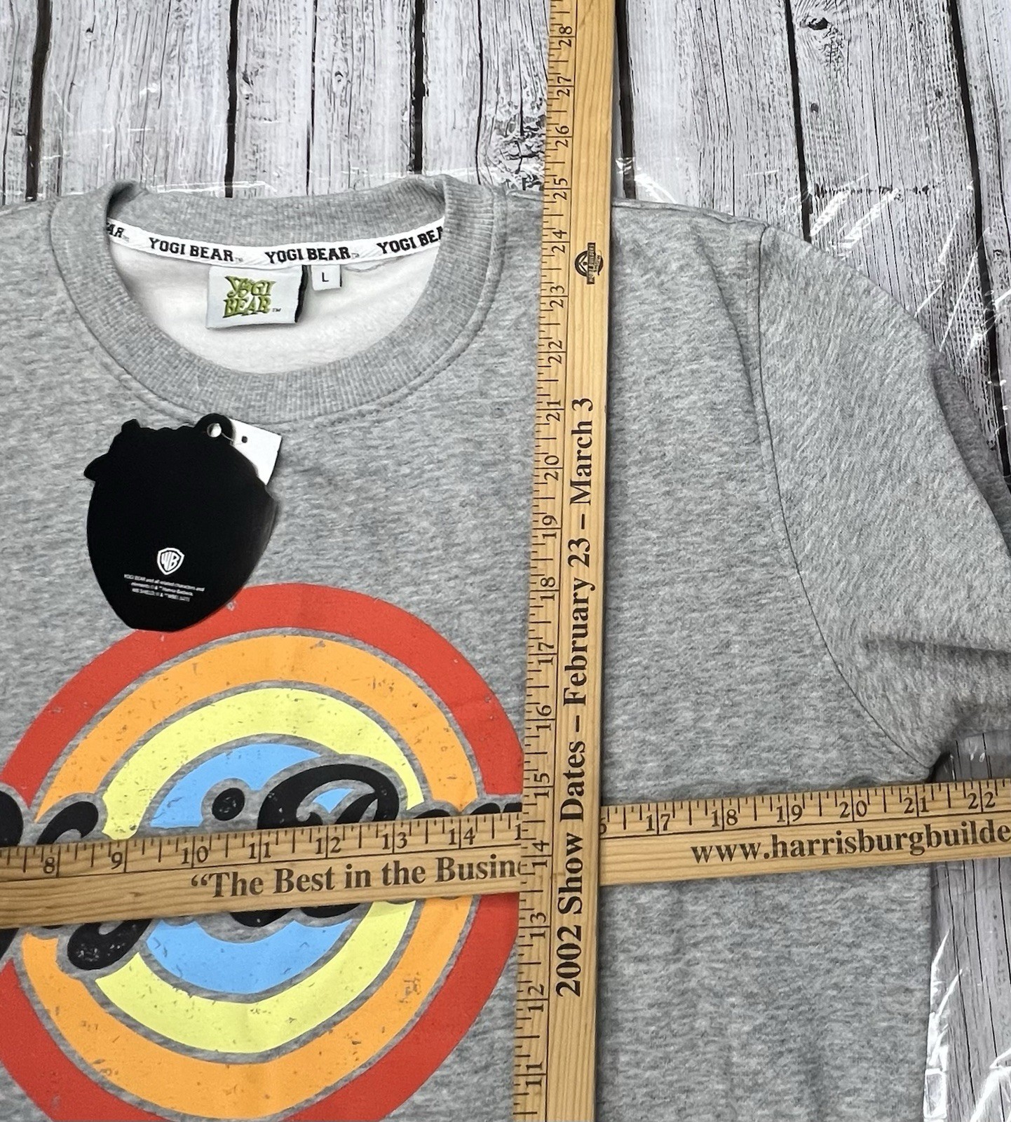 New With Tags Large Yogi Bear Pullover Sweatshirt Gray WB Hanna-Barbera SEE PICS