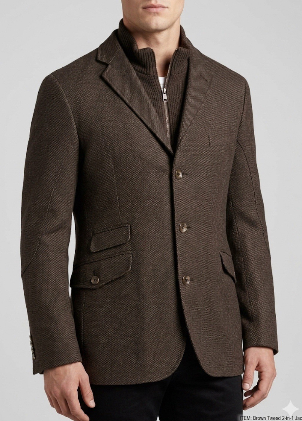 Kroon Men’s Jacket Blazer 44 L 95% Wool, 5% Cashmere Brown 23”x30”
