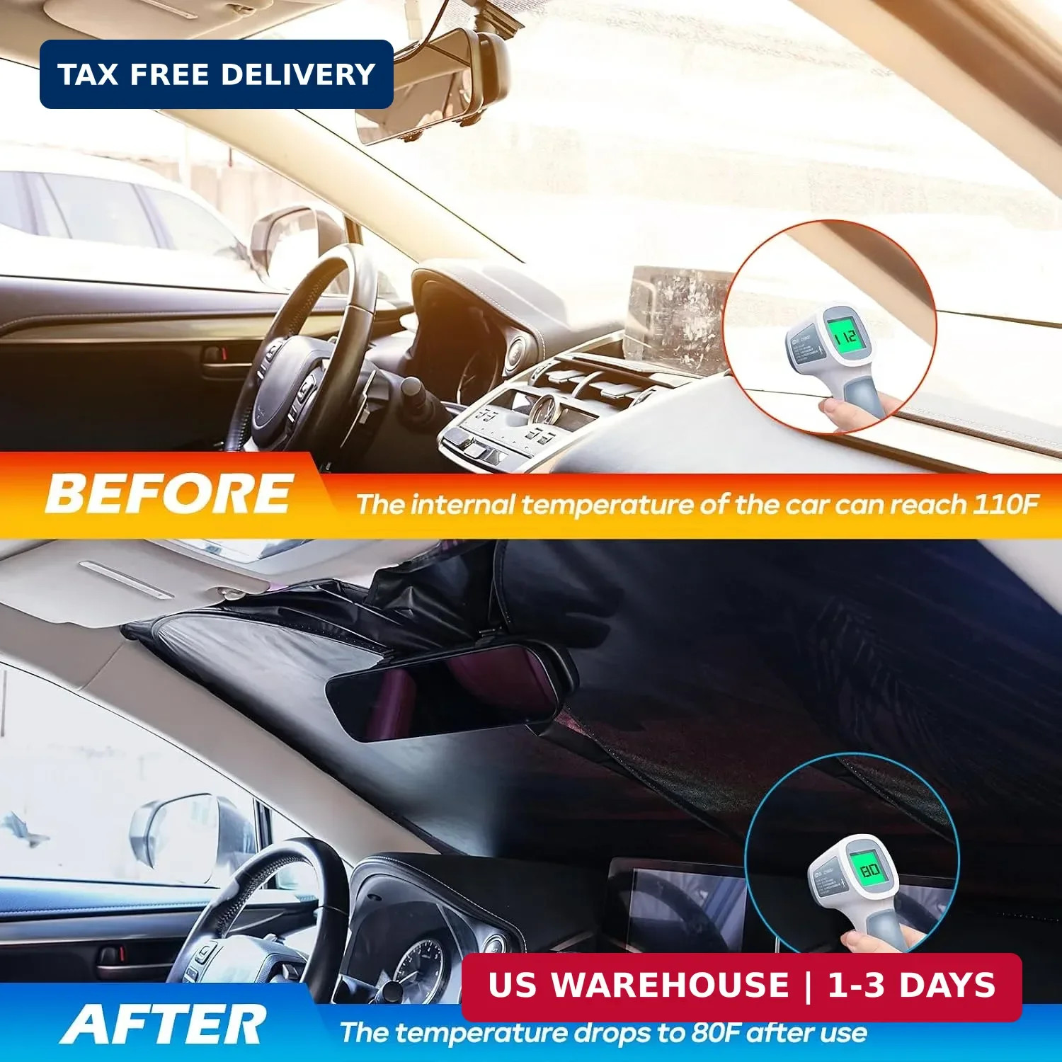 Car Windshield Sun Shade – Reflector Sunshade Offers Ultimate Protection for Car