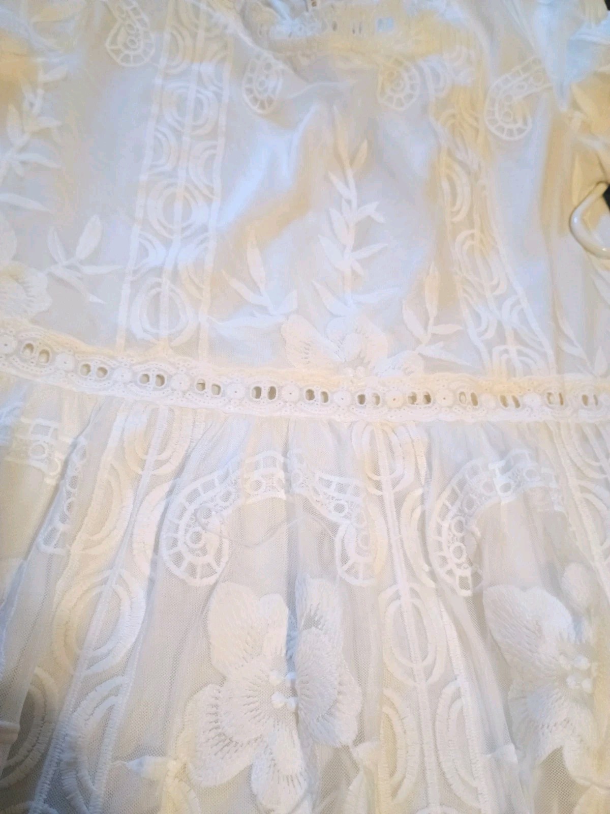 Lace cotton/ poly wedding dress long sleeve. Sz S