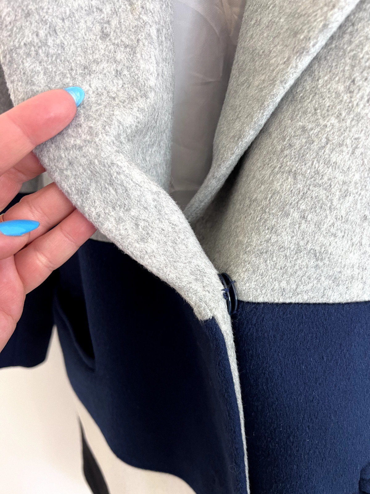 Peacebird Womens Wool Coat Blue, Black and Grey – Size M