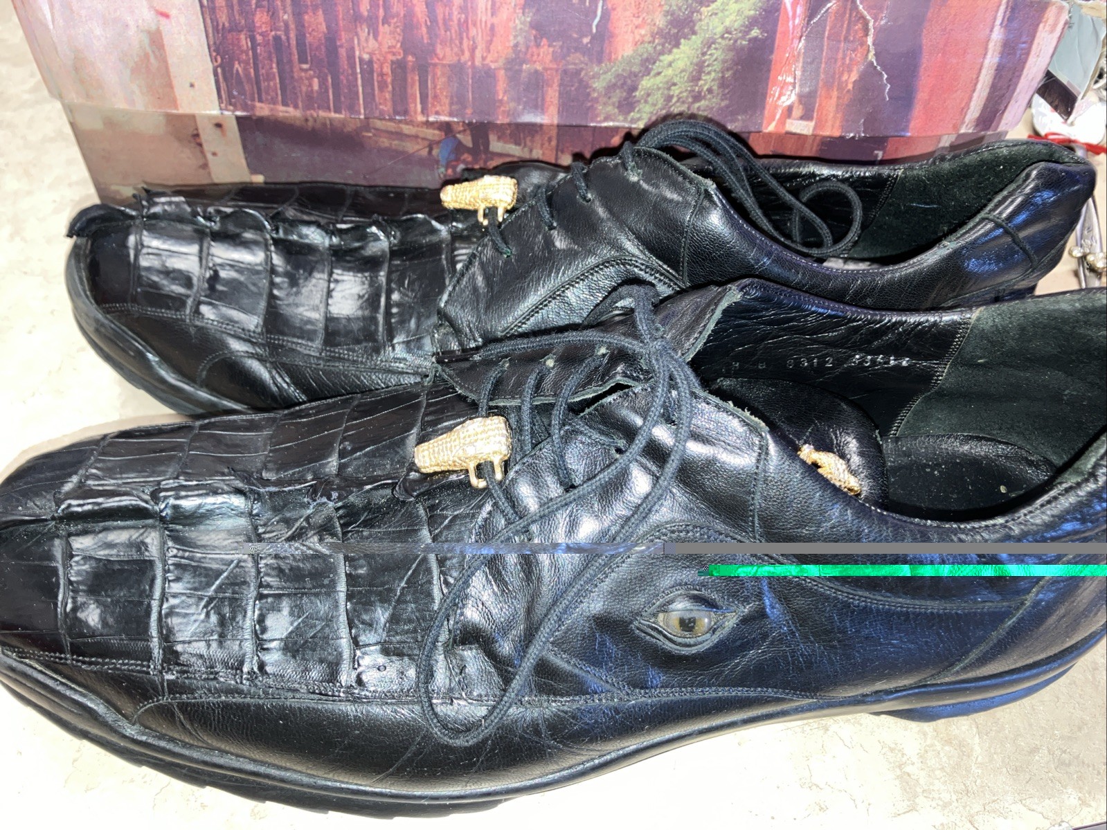 Belvedere Men’s Vasco 336122 Genuine Hornback Crocodile Dress Shoes Size 13
