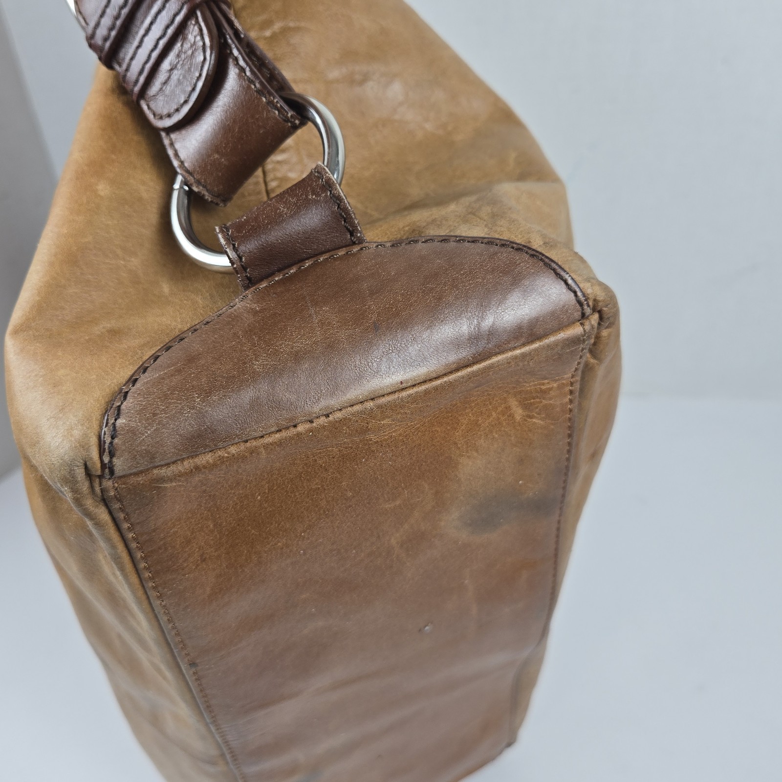 TANO Original Boogie Bucket Bag Camel Brown w Dark Brown Leather Straps READ