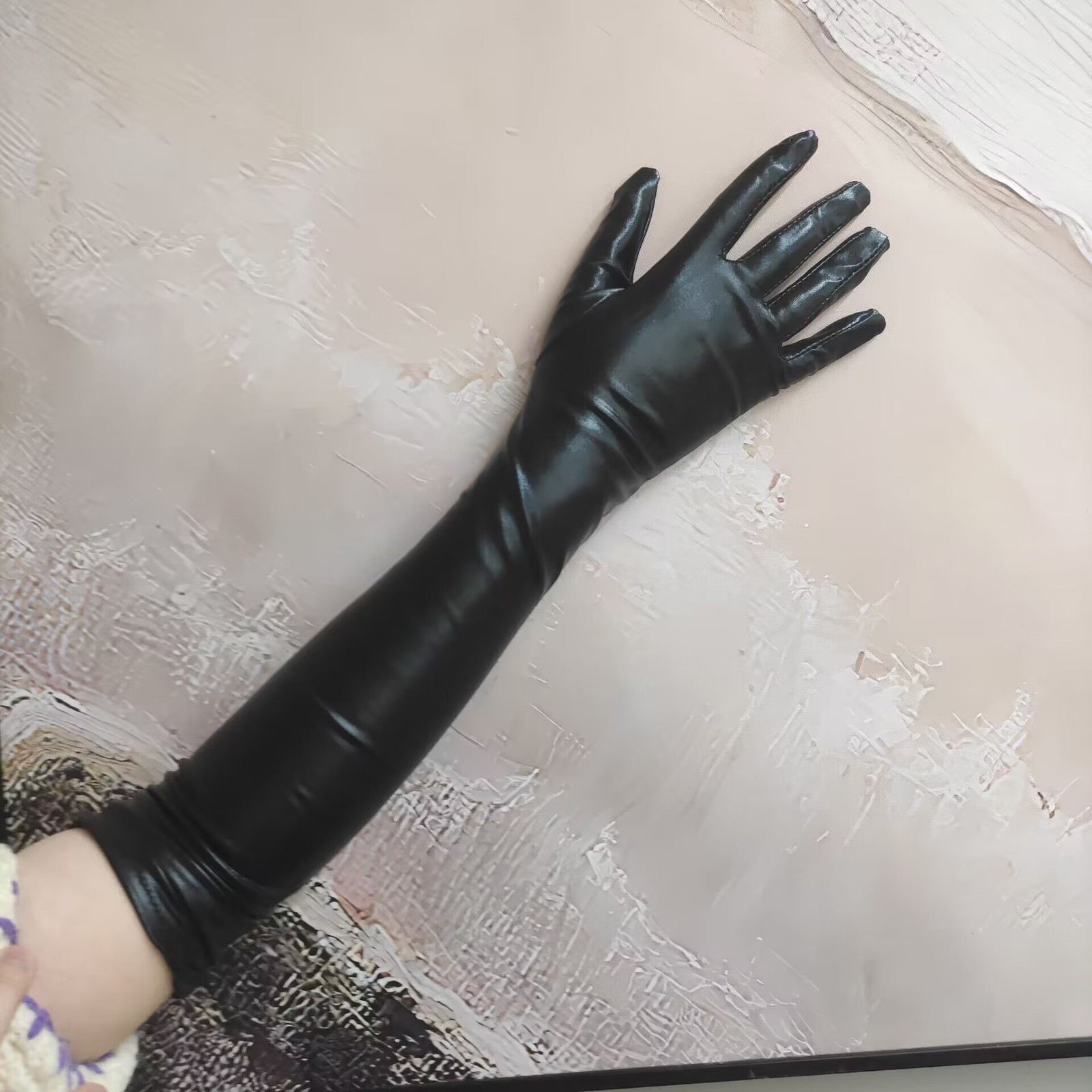 Patent Leather Wet Look Arm Length Gloves Opera Gloves Woman Roleplay Woman New