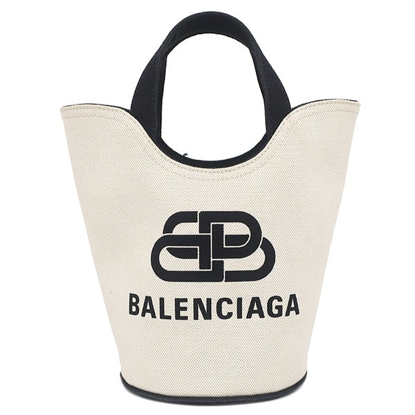 BALENCIAGA Wave XS 2WAY Bag 619979 Tote Canvas White×Black 1997 Unisex #HDB592